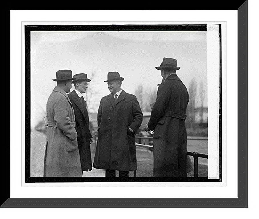 Historic Framed Print, Denby & newspaper men, 2/18/24, 17-7/8