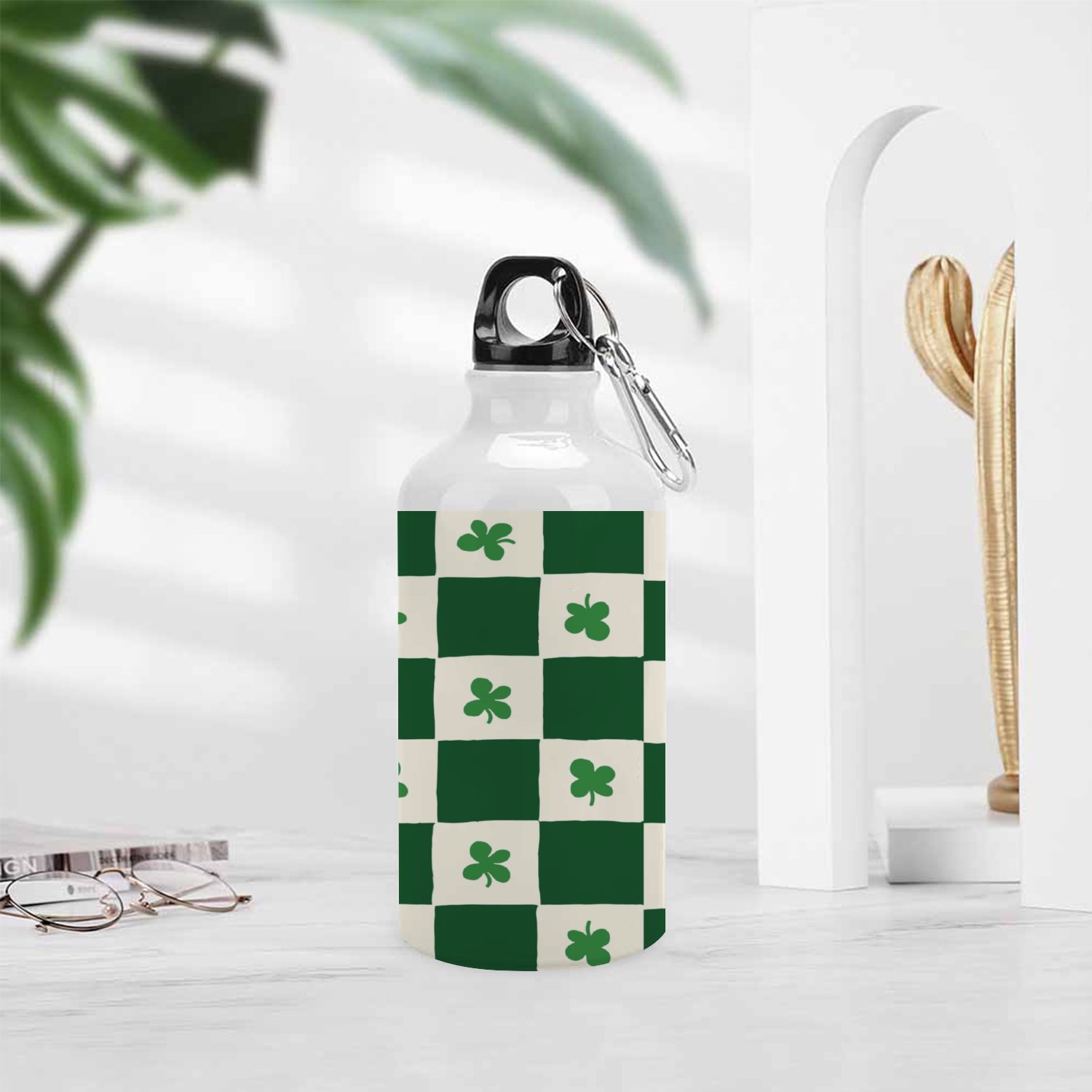 SKYSONIC 400ml Sport Aluminum Water Bottle,St Patricks Day Lucky,Sport Multipack Leak Proof Easy Carry Travel Bottle with Twist Cap for Gym Hiking Camping Running Bike Outdoor