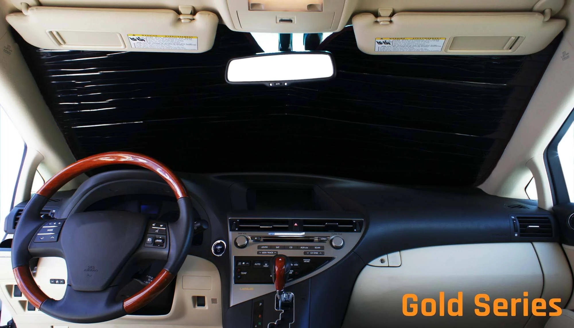 HeatShield, The Original Windshield Sun Shade, Custom-Fit for Audi Q7 SUV 2015, 2016, Gold Series