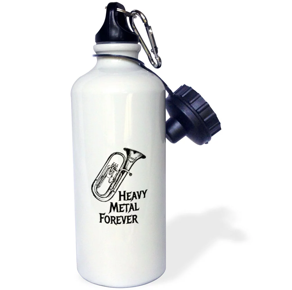 3dRose Tuba Player Heavy Metal Forever - Straw Water Bottle, 21-ounce