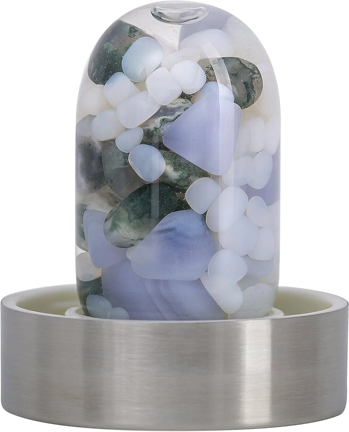 Momentum - Crystal Water Bottle With Chalcedony, Moss Agate & Milk Opal