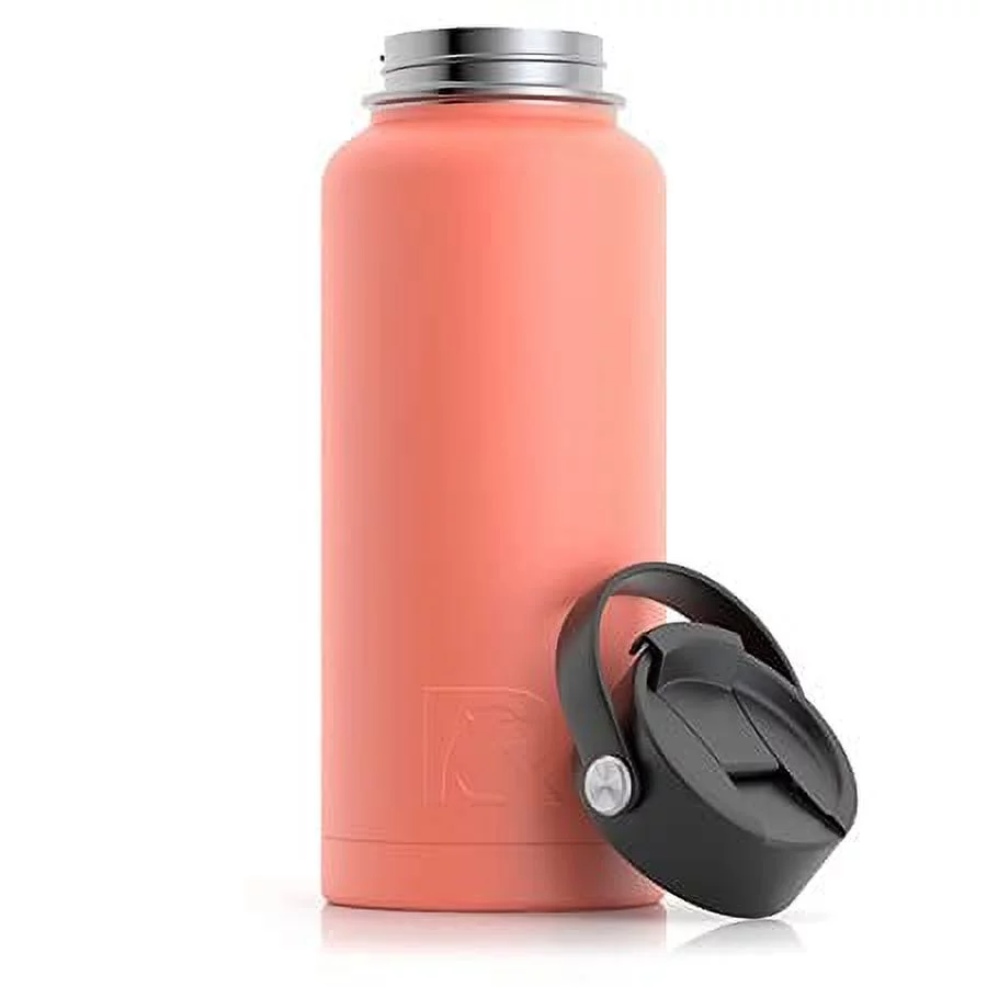 RTIC 32 oz Vacuum Insulated Water Bottle, Metal Stainless Steel Double Wall Insulation, BPA Free Reusable, Leak-Proof Thermos Flask for Hot and Cold Drinks, Travel, Sports, Camping, Coral