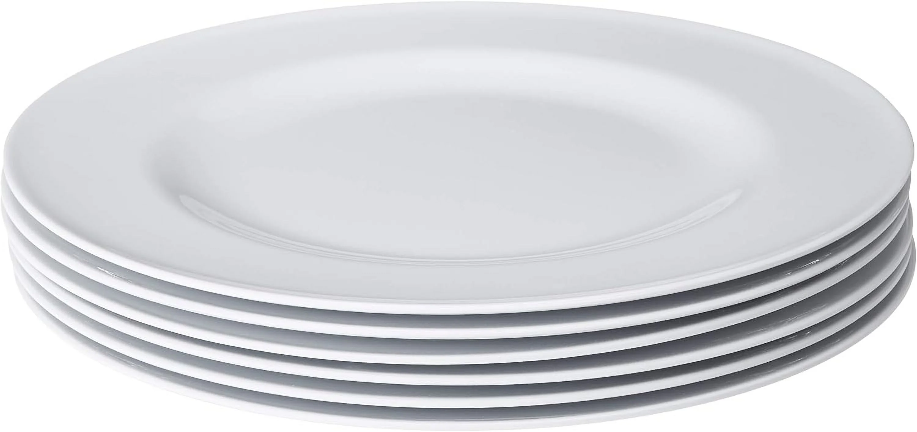 Bayview Essentials- Shatter-Proof and Chip-Resistant Classic Melamine Dinner Plate- Set of 6- 10.5 inches (White)