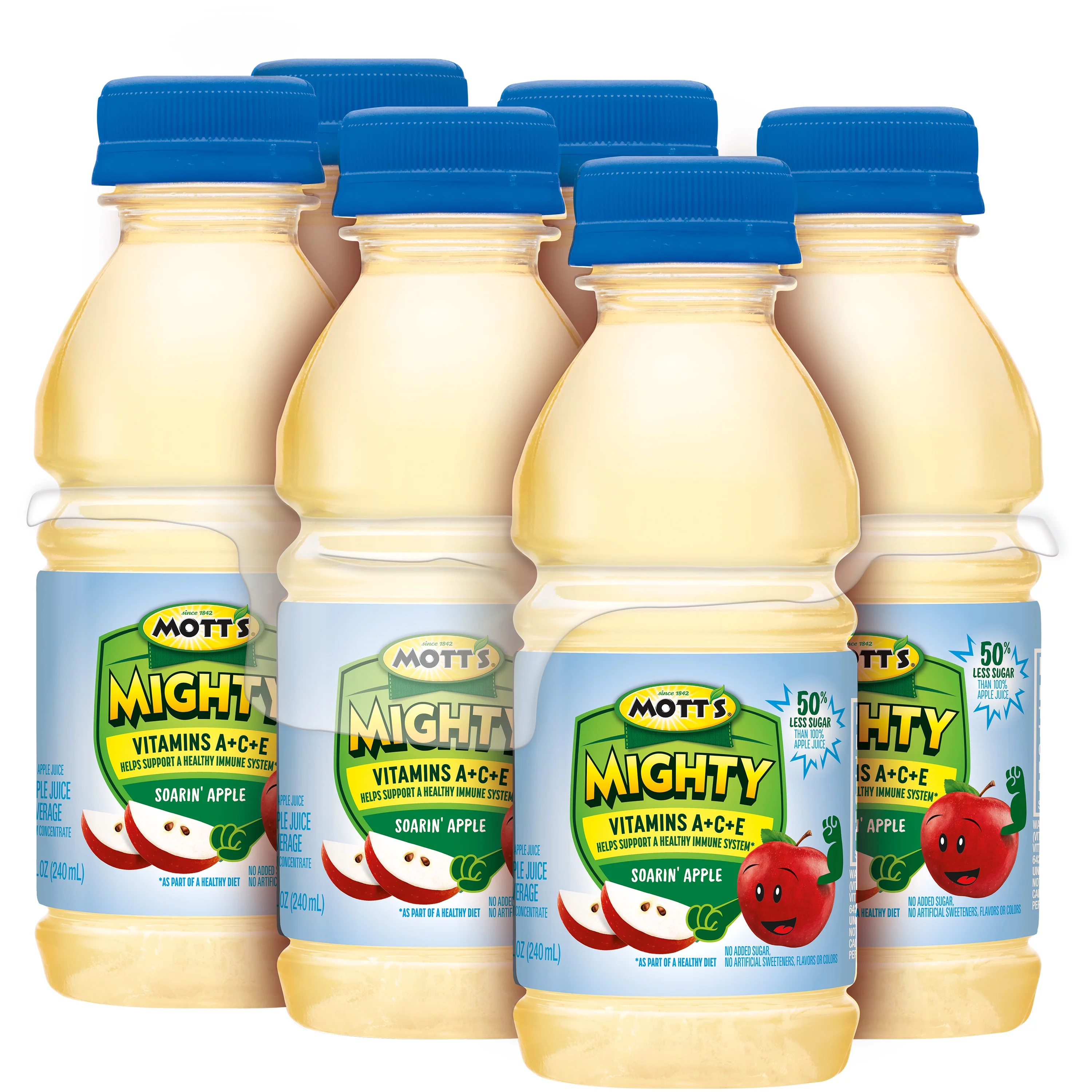 Mott's Mighty Soarin' Apple Juice, 8 fl oz, 6 Count Bottles