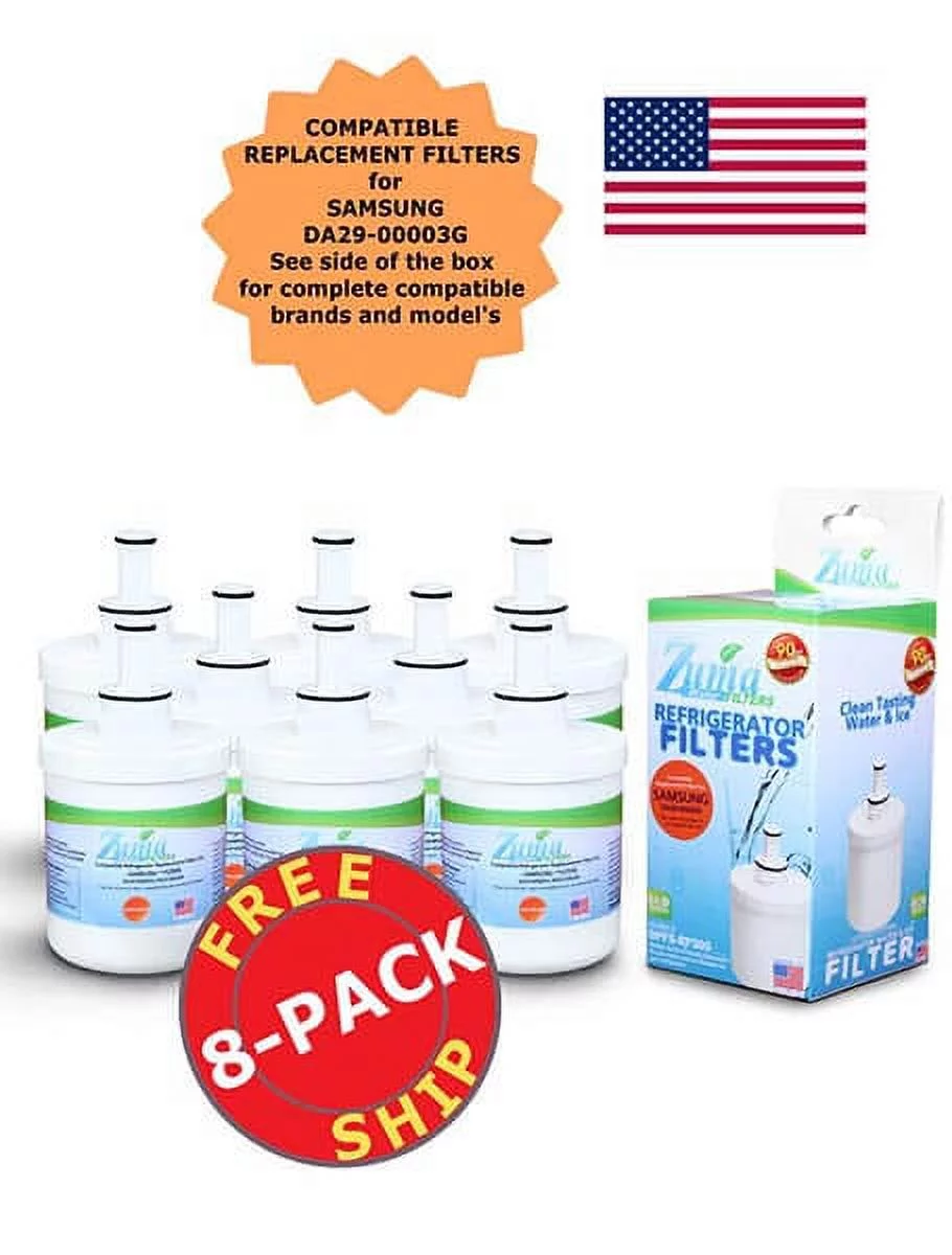 ZUMA Brand , Water and Ice Filter , Model # OPFS-RF300 , Compatible with Samsung® DA2900003A - 8 Pack - Made in U.S.A.