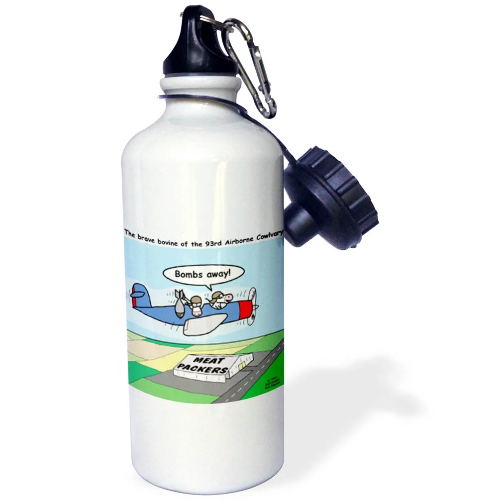 3dRose Cow Bomb, Sports Water Bottle, 21oz