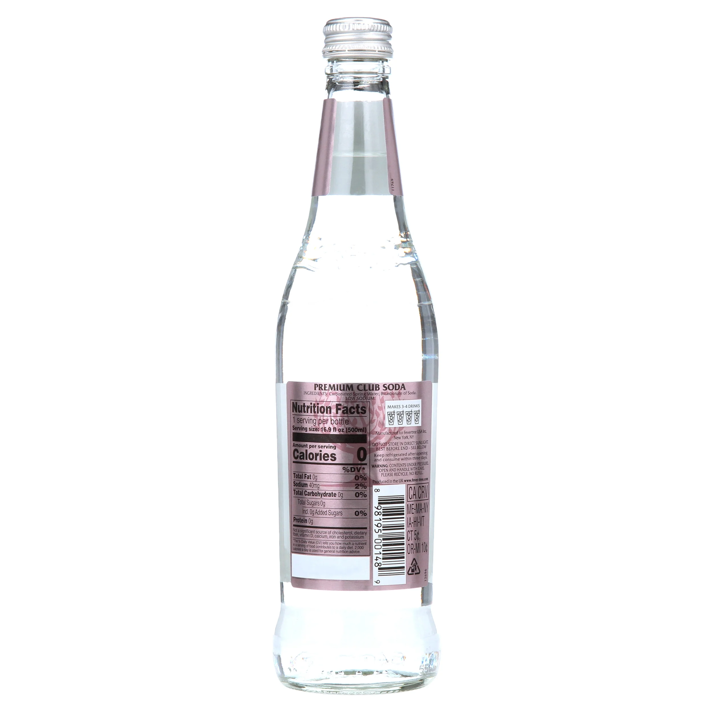 (8 Bottles) Fever-Tree Club Soda, 16.9 fl oz