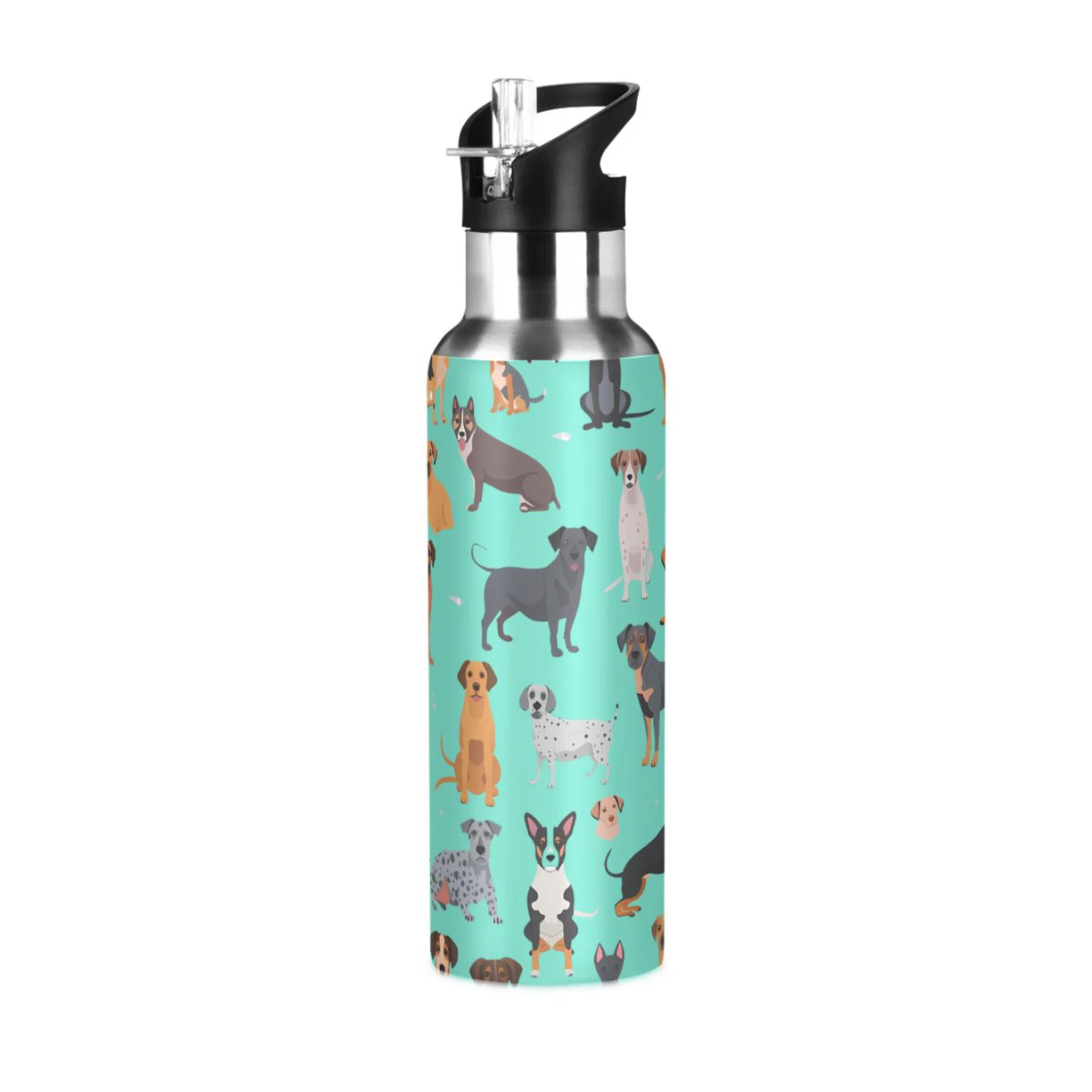 Cartoon Car Trucks Water Bottles Insulated Thermos Kids Stainless Steel Bottle with Straw Lid Flask Leakproof for Sports Gym 20 oz