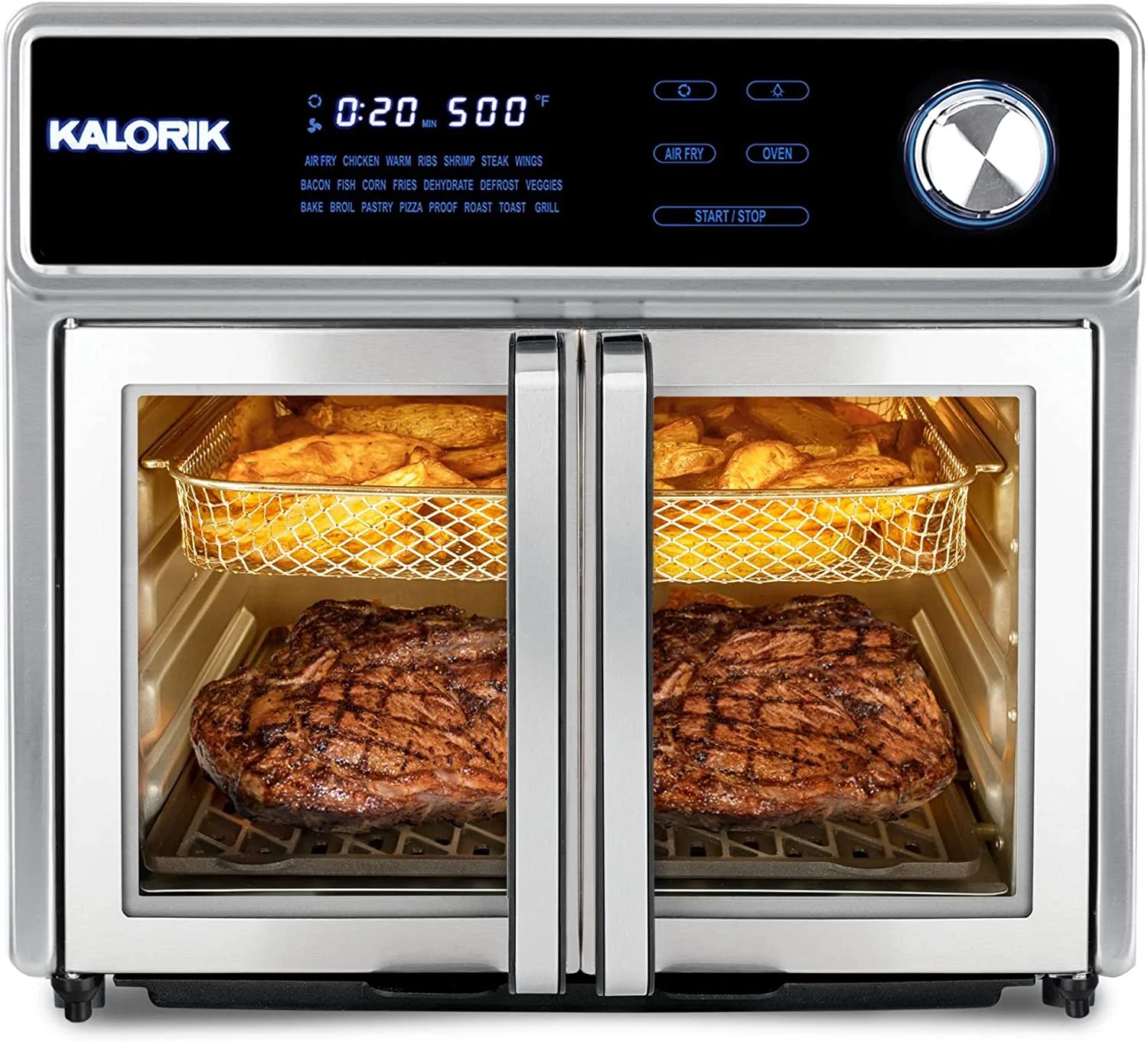 Kalorik MAXX Air Fryer Oven Grill Deluxe AFO 51041 SS |26 Quart Digital Smokeless Indoor Grill & Air Fryer Oven Combo Refurbished
