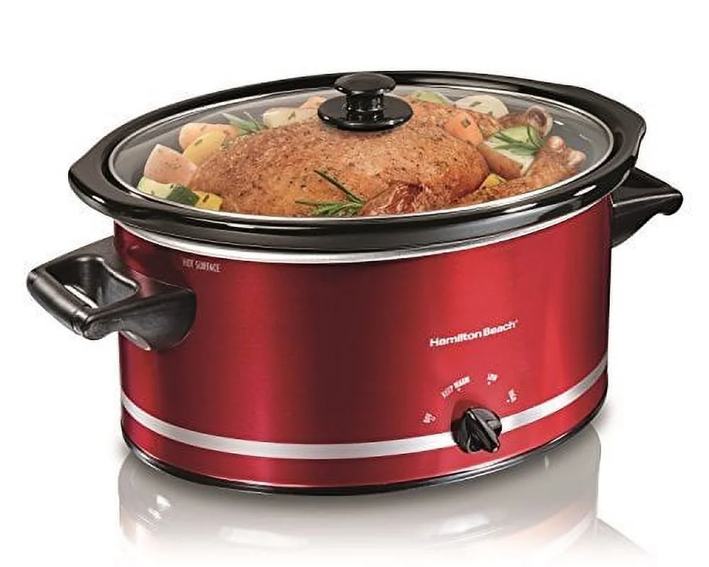Hamilton Beach 33184 Oval Slow Cooker, 8-Quart, Red