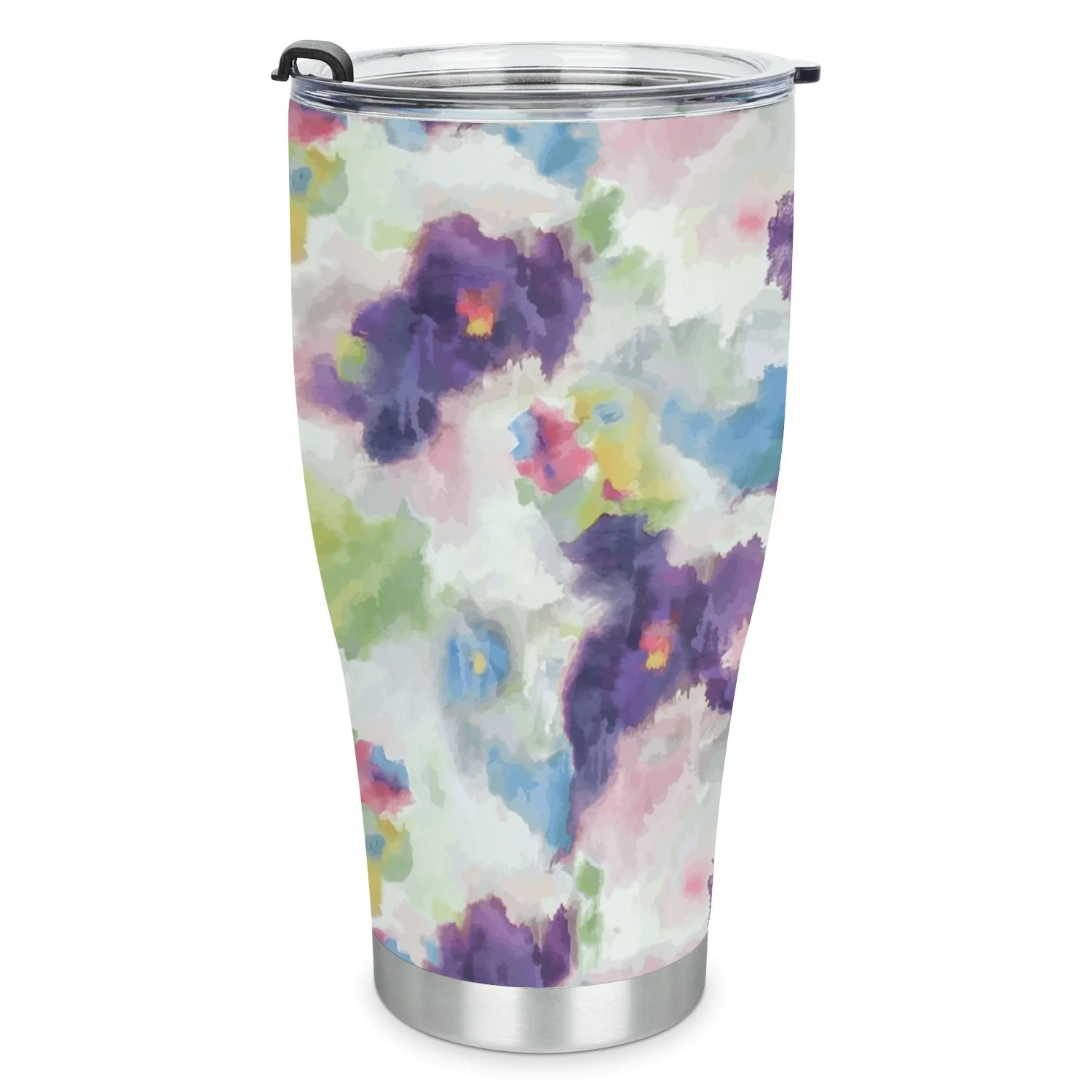 Hidove Stainless Steel Tumbler, Seamless Floral Pattern in Purple 30oz Leak Proof & Stainless Steel Bottle for Hot & Cold Drinks - Coffee Travel Mug, Water Metal Canteen, Thermal Cup