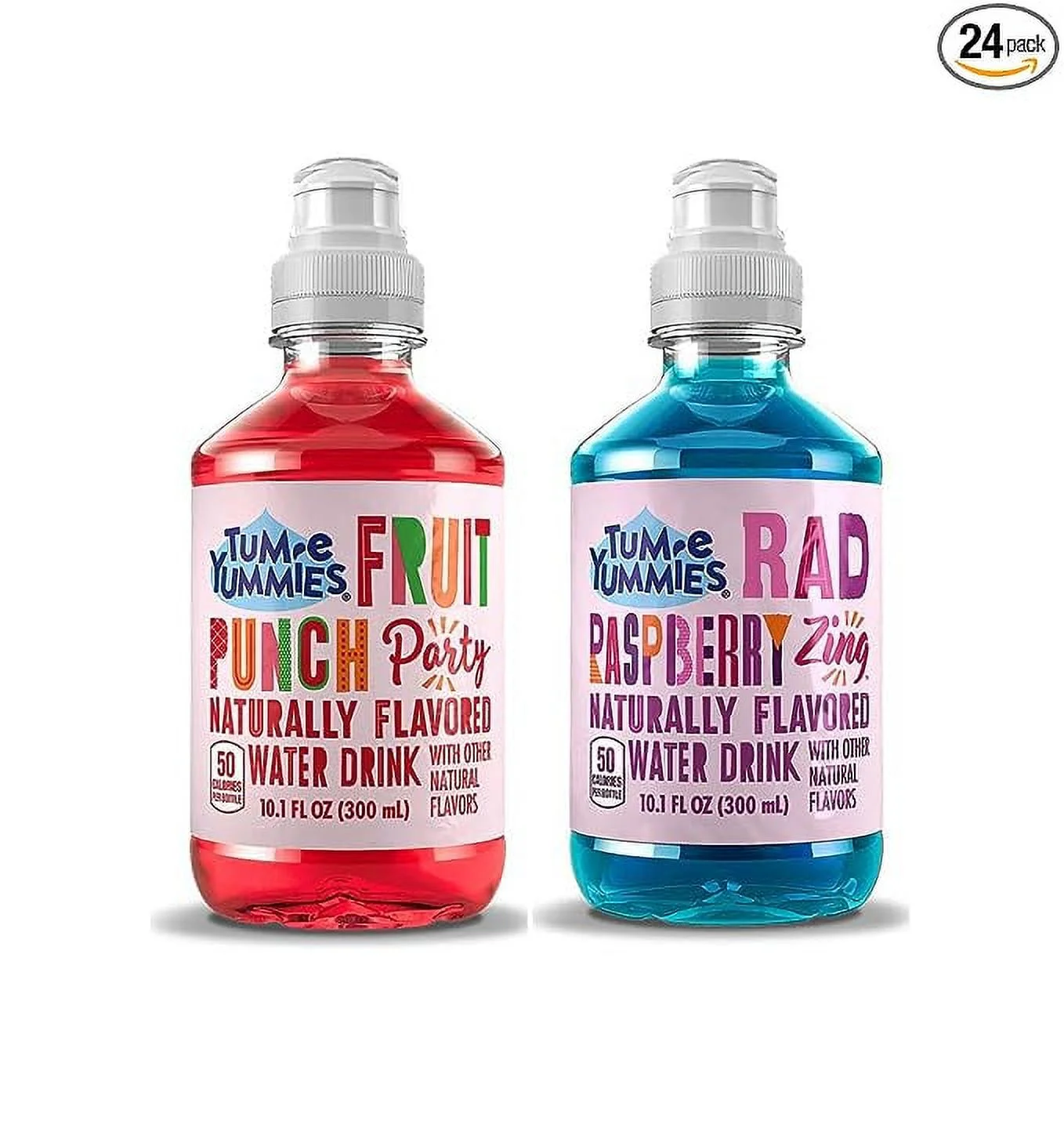 LUV-BOX Variety Tum-e Yummies Fruit Flavored Drink pack of 24 , 10.1 fl oz , Fruit Punch Party , Rad Raspberry Zing