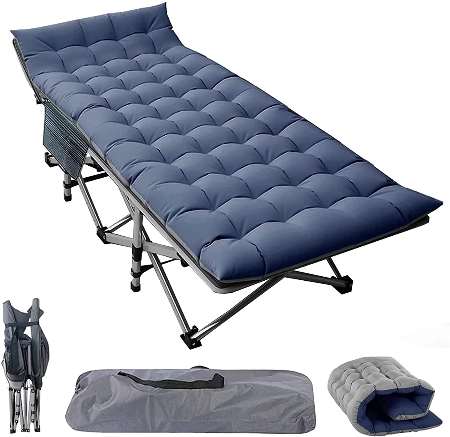 FICISOG Adults  Folding Camping Cots Strong Heavy Duty Wide Sleeping Cots with Carry Bag & Mattress