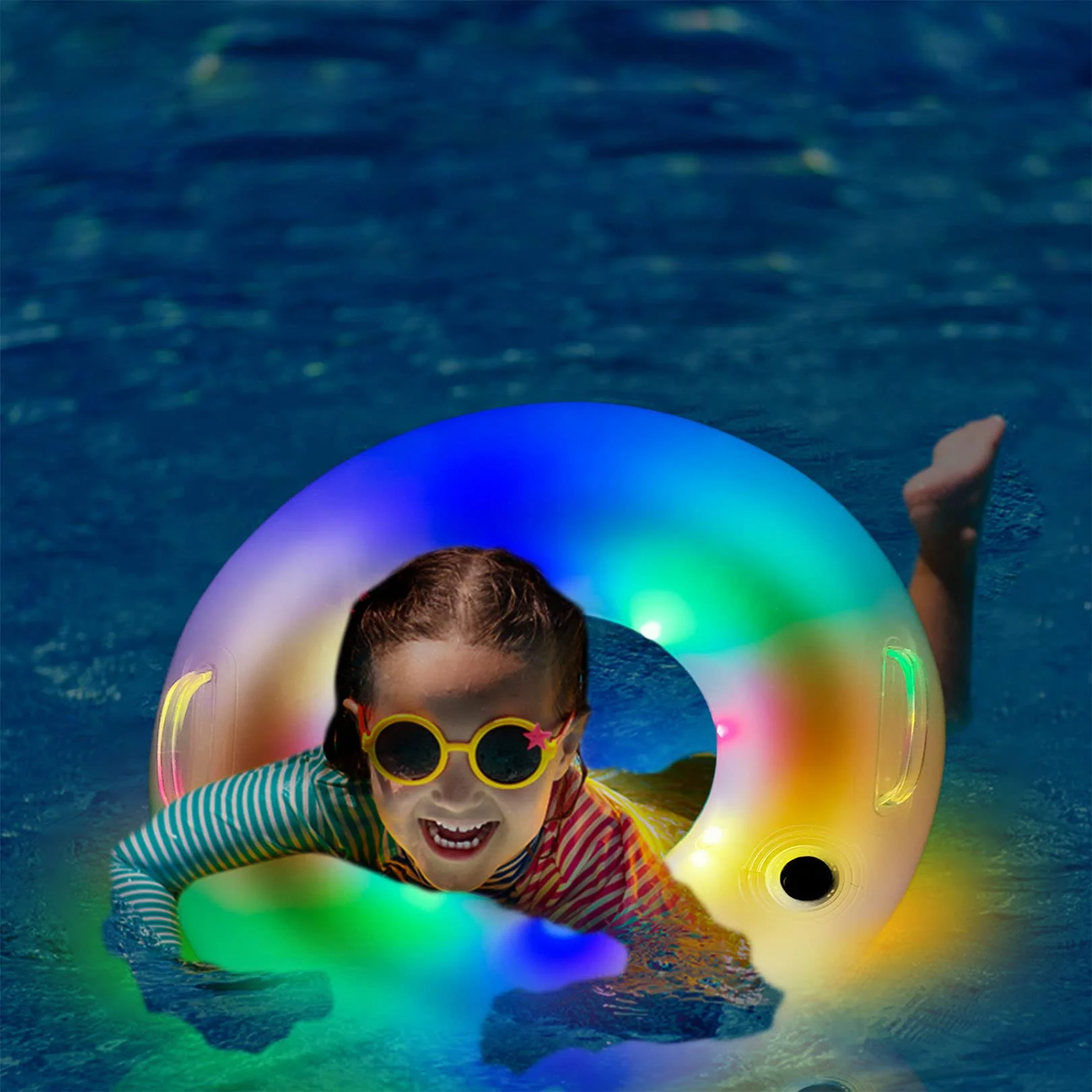 Inflatable Pool Floats, Pool Floats with LED Swimming Rings 39.4