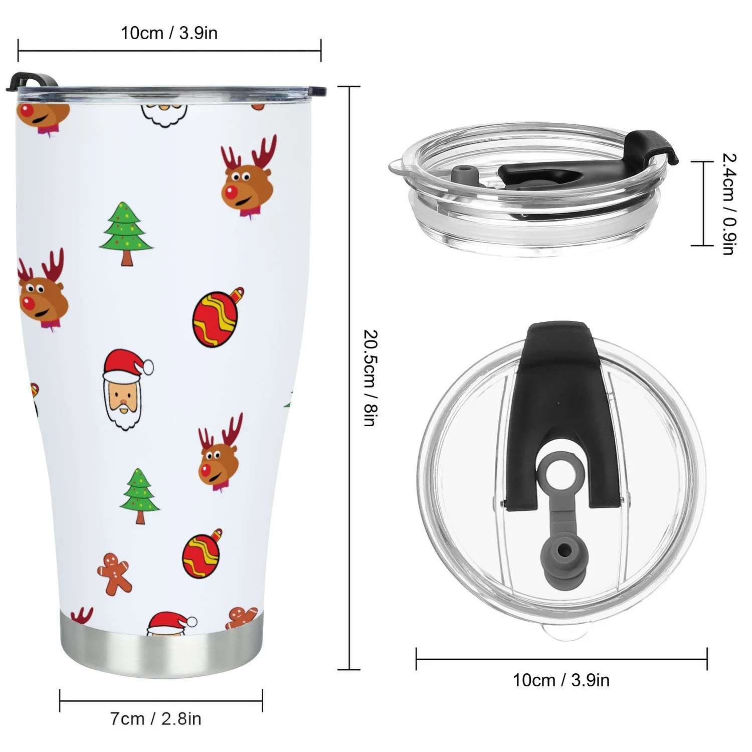 Hidove Stainless Steel Tumbler, New Year and Christmas Seamless Pattern 30oz Leak Proof & Stainless Steel Bottle for Hot & Cold Drinks - Coffee Travel Mug, Water Metal Canteen, Thermal Cup