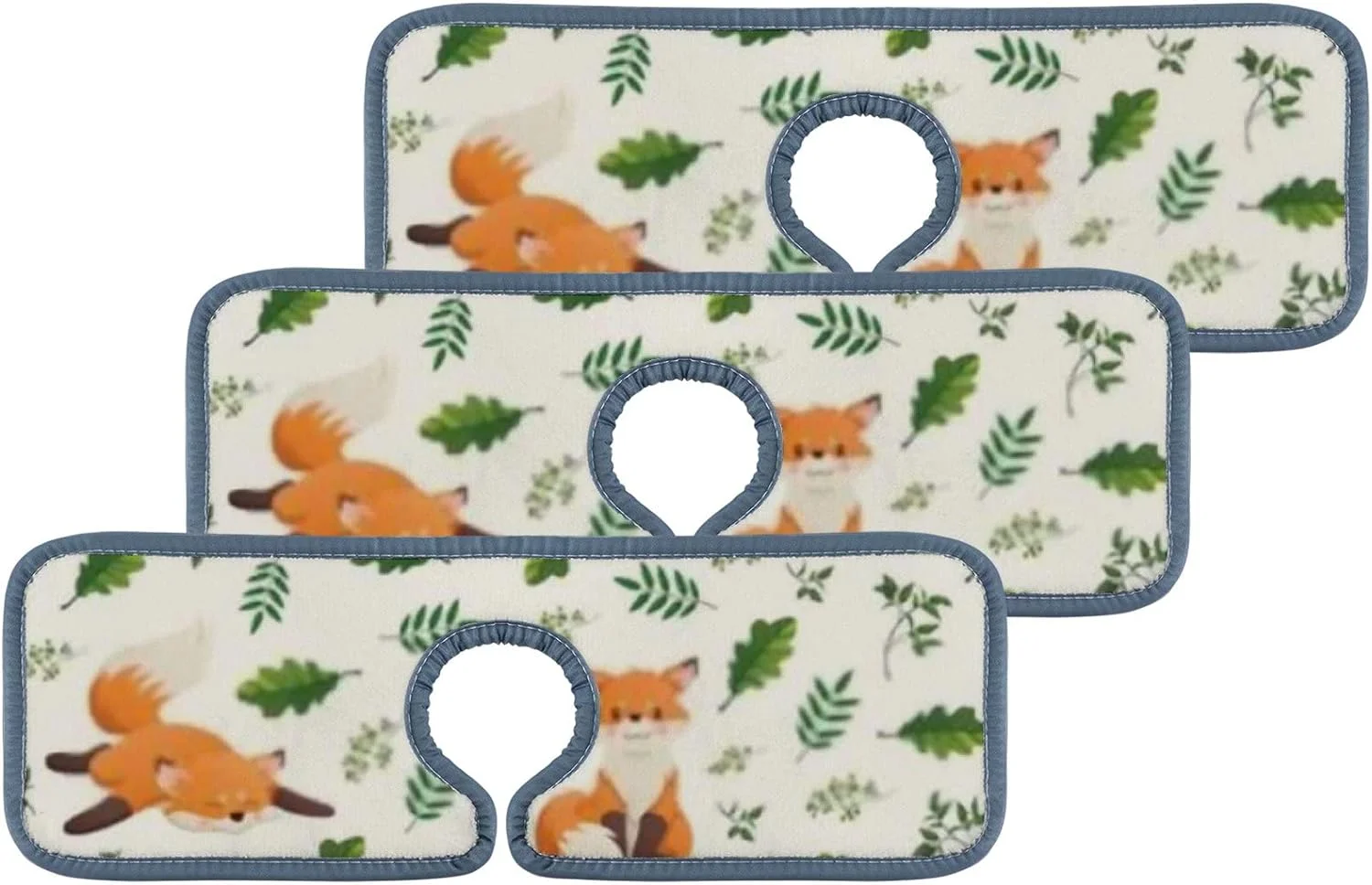 SKYSONIC Faucet Absorbent Mat 2 Pcs Fox Butterfly and Leaves Kitchen Faucet Splash Catcher Washable Counter Drying Pads Behind Faucet for Kitchen Bathroom