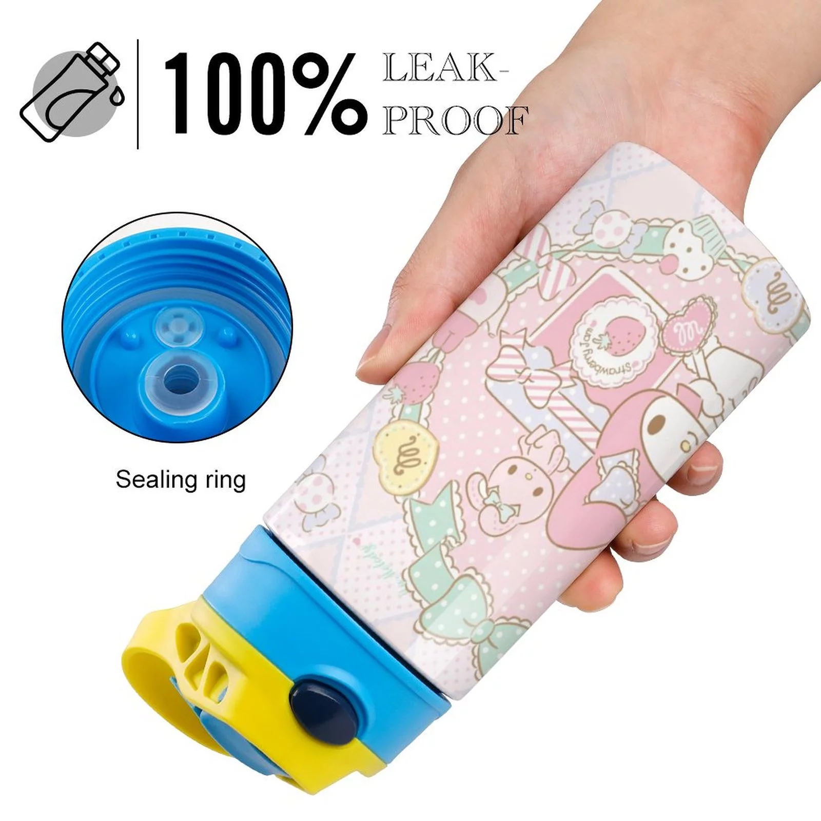 My Melody Cute Children's Water Bottle Vacuum Insulated Stainless Steel Cup With Straw Toddler Thermoses