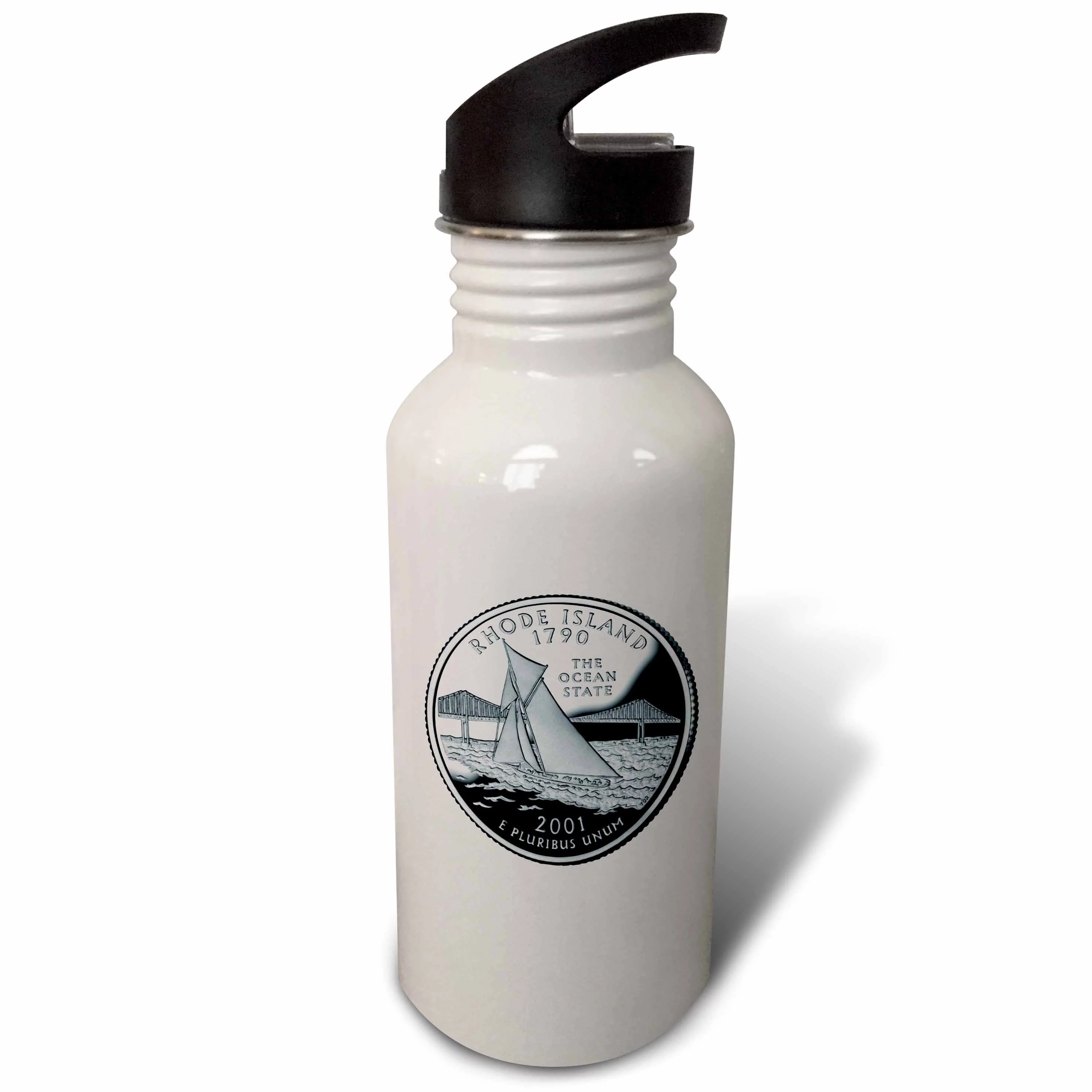 3dRose Rhode Island Collectible Quarter, Sports Water Bottle, 21oz