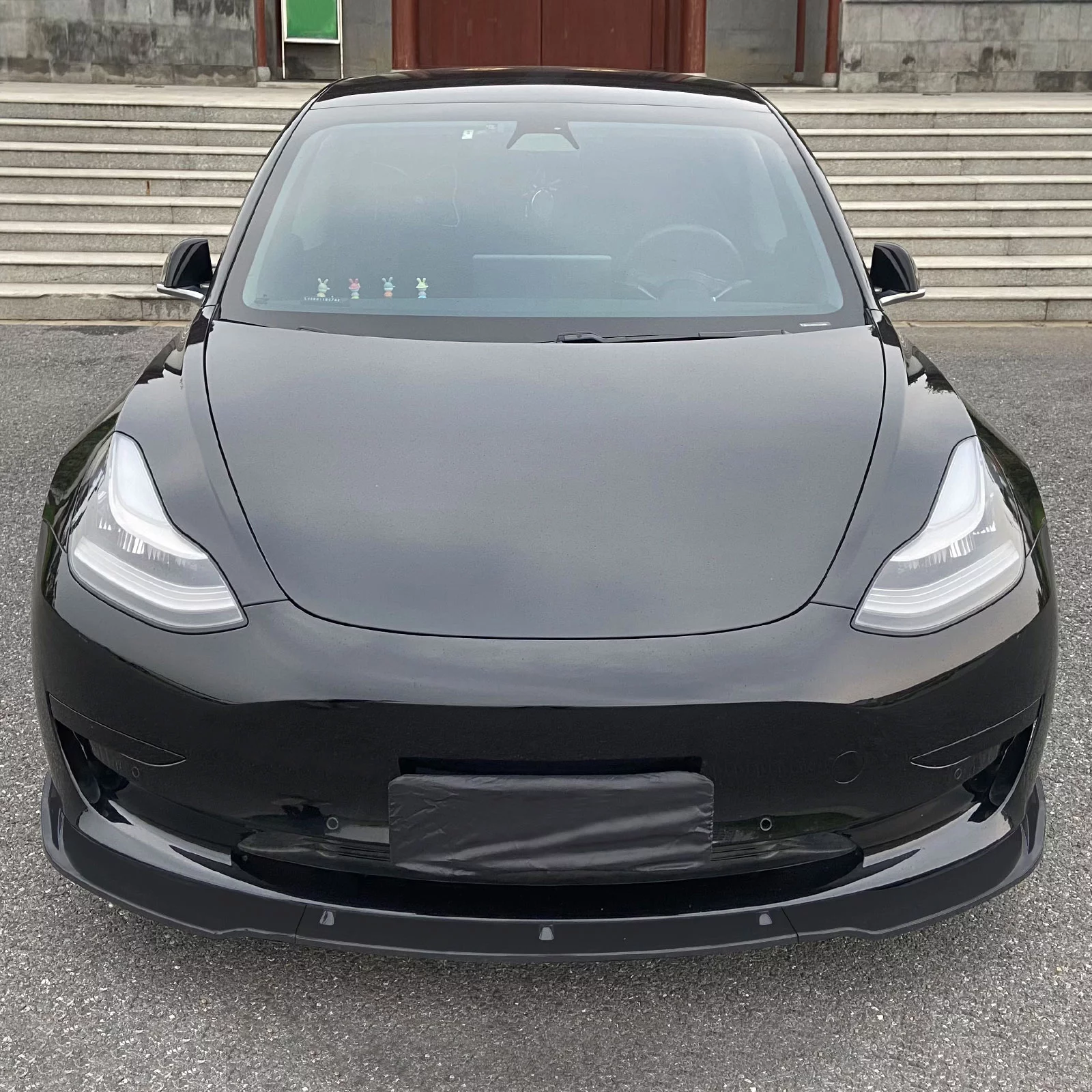 Ikon Motorsports Front Bumper Lip Compatible With 2017-2023 Tesla Model 3 Sedan 4-Door, IKON Style Matte Black PP Front Lip Spoiler Wing