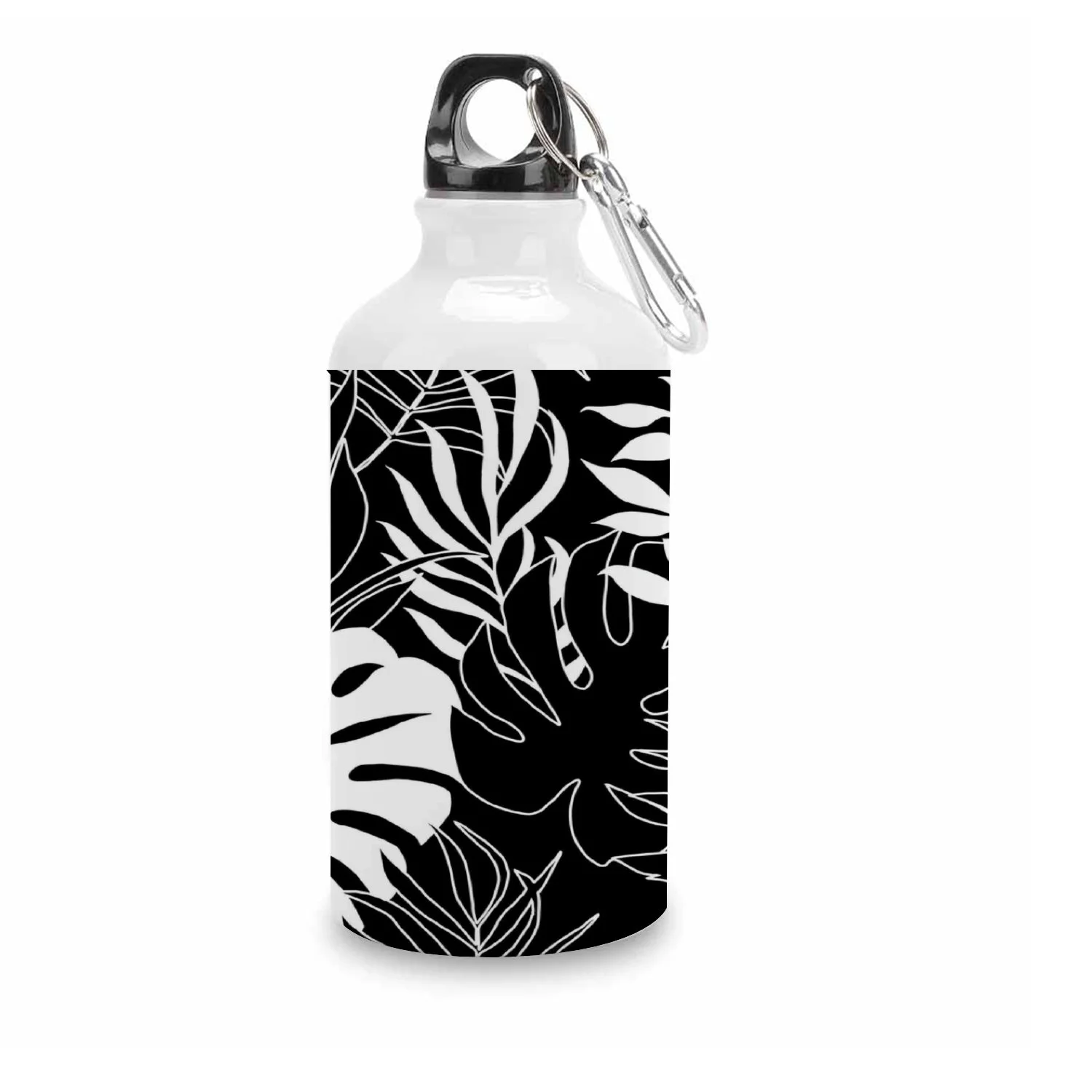 SKYSONIC 400ml Sport Aluminum Water Bottle,Vector Tropical Foliages,Sport Multipack Leak Proof Easy Carry Travel Bottle with Twist Cap for Gym Hiking Camping Running Bike Outdoor