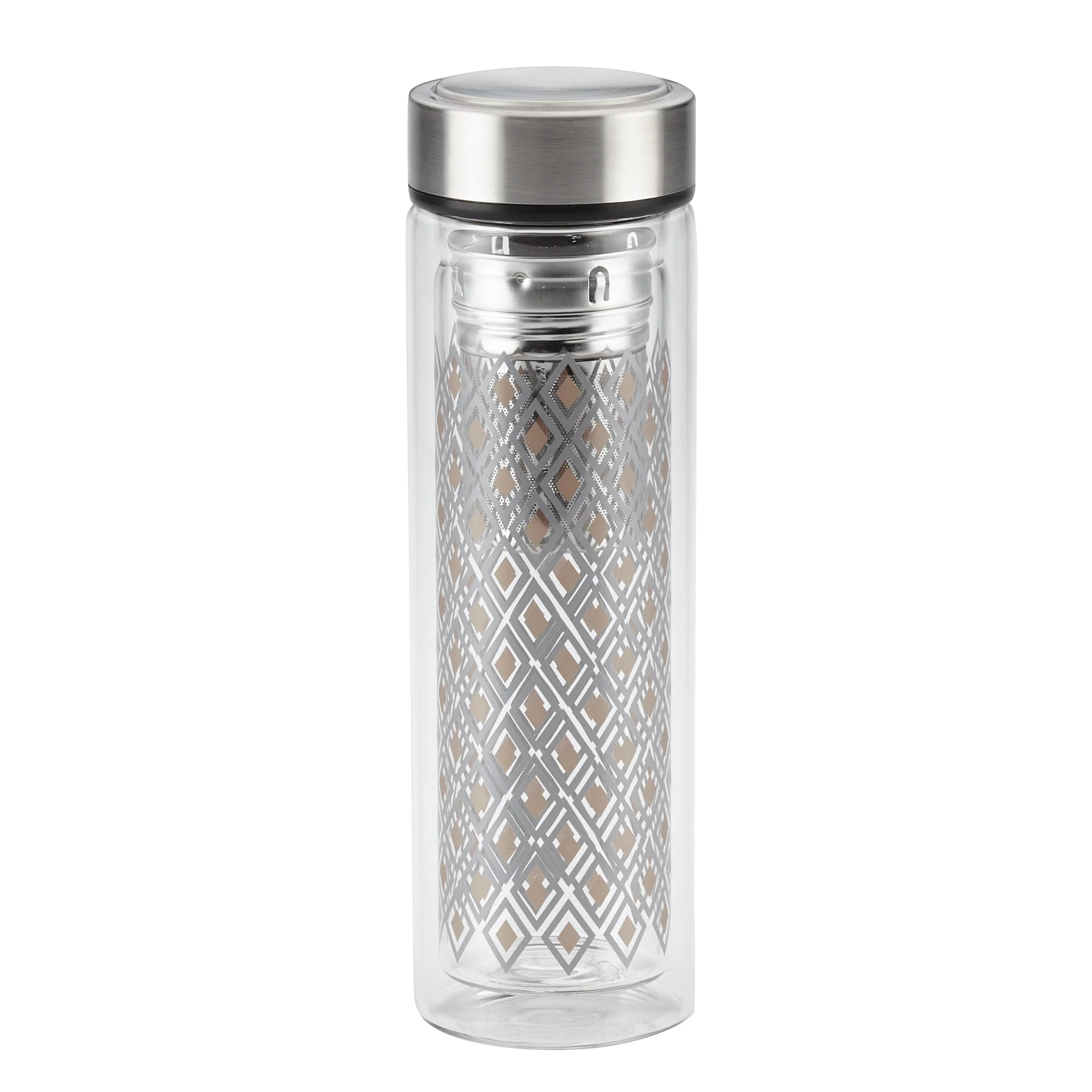 Ayesha Curry Infuser Water Bottle, 14-Ounce, Diamond with Copper and Silver