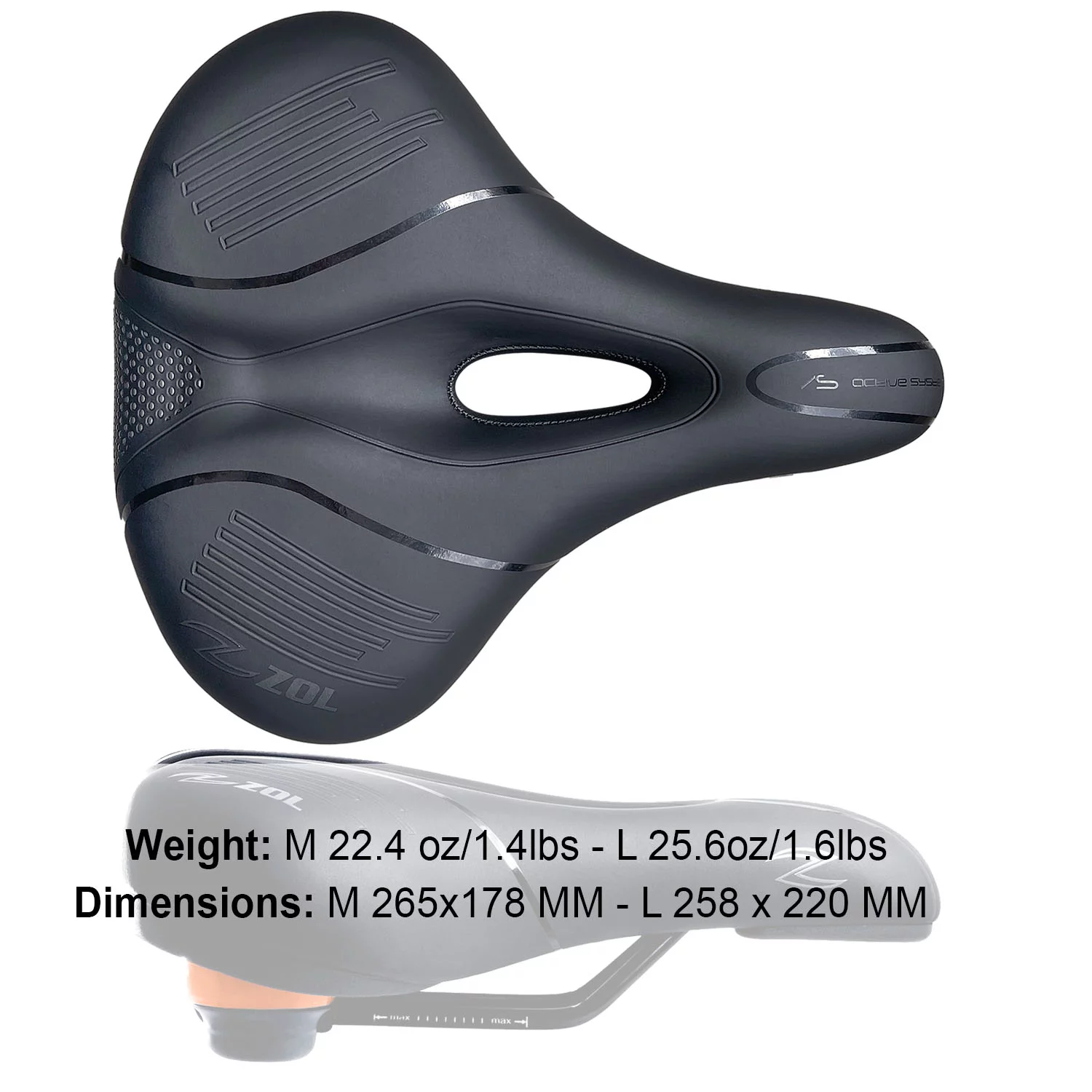 Zol City Black Bike Saddle Prostatic Memory Foam