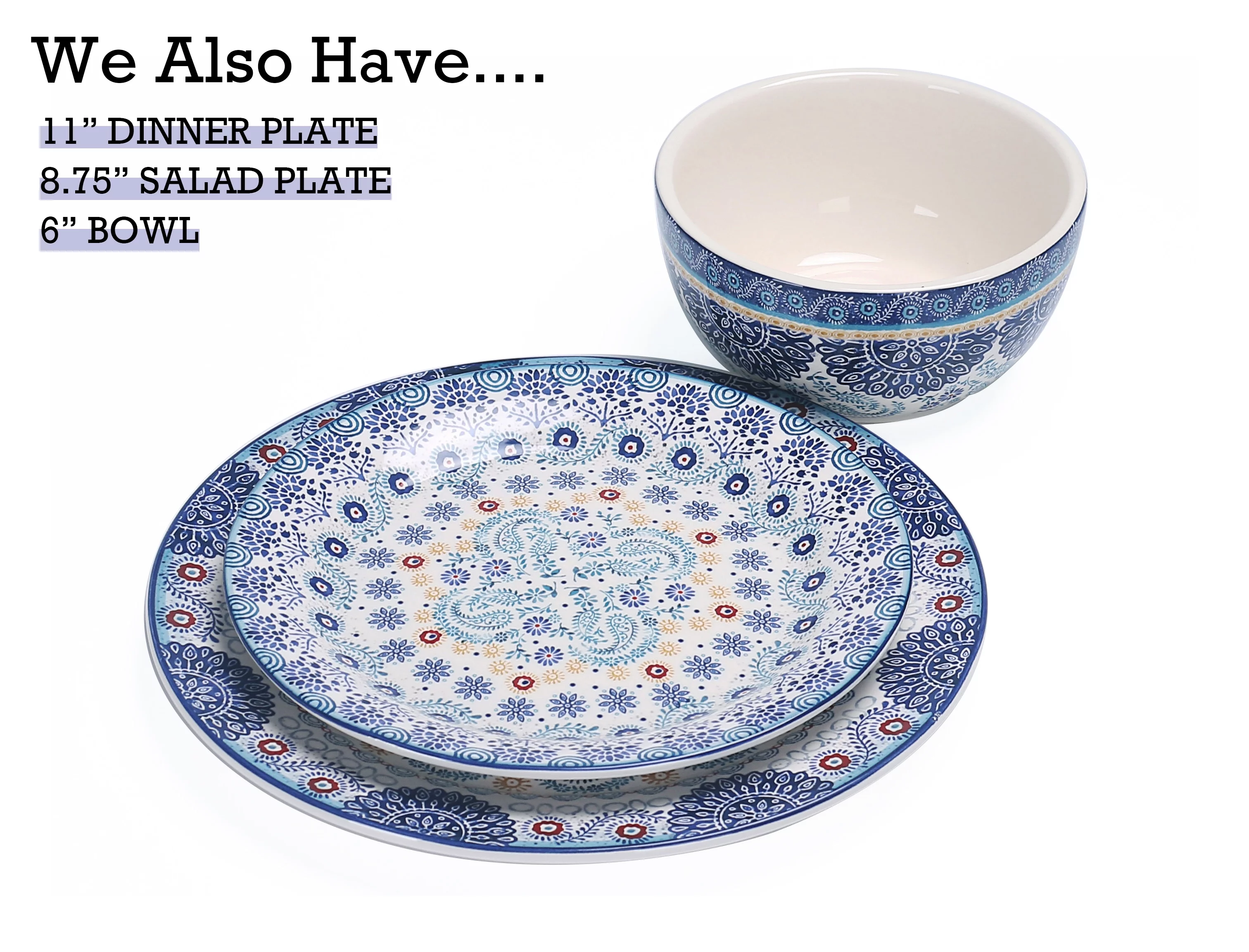 Bico Blue Talavera 26oz Ceramic Cereal Bowls, Set of 4, for Pasta, Salad, Cereal, Soup & Microwave & Dishwasher Safe