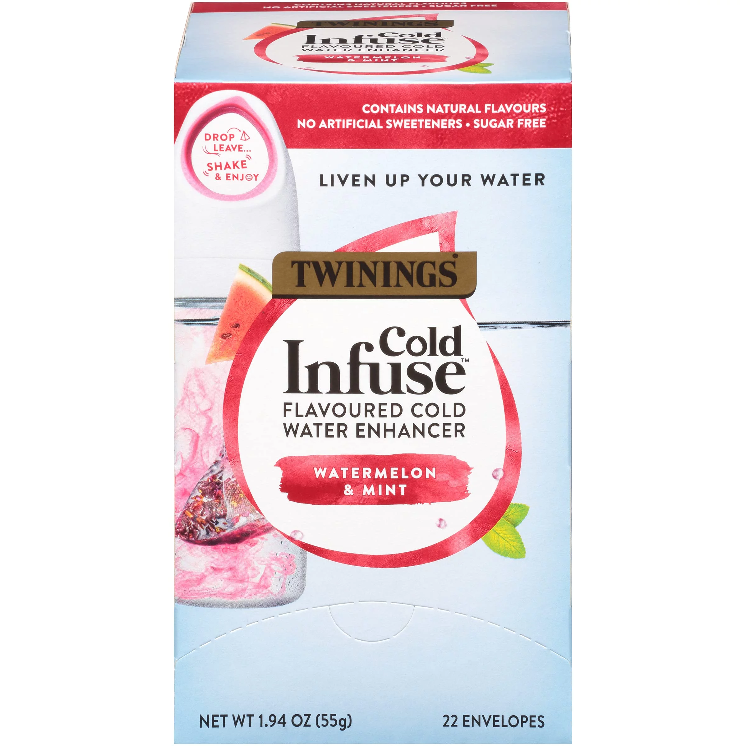 Twinings Cold Infuse Flavored Water Enhancer, Watermelon & Mint, 22 Infusers