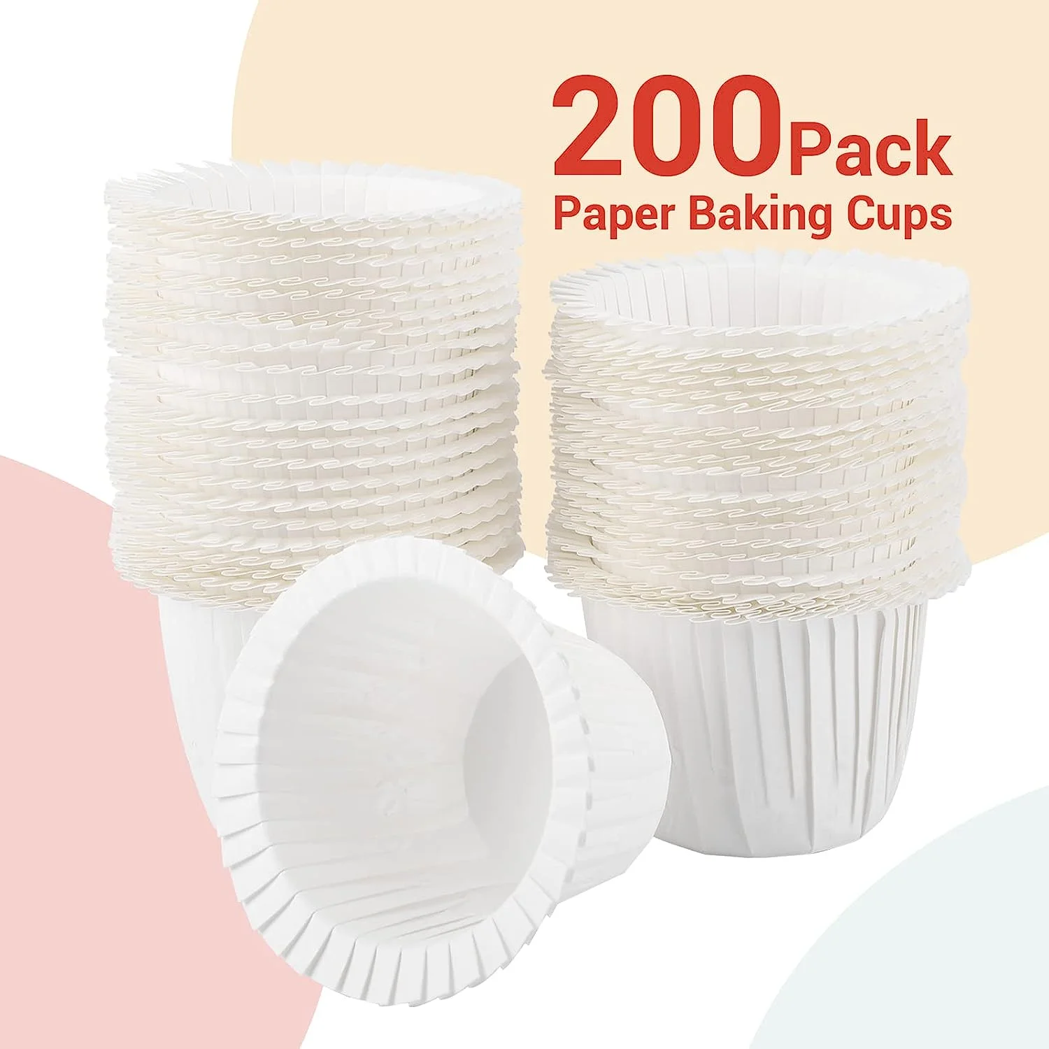 Disposable Muffin Liners 200pcs, Parchment Cupcake Liners White Cupcake Wrappers Paper Cupcake Baking Molds Mini Cake Paper Cups Holiday Decor Bakeware for Bakery& Home Baking, Wedding Serving