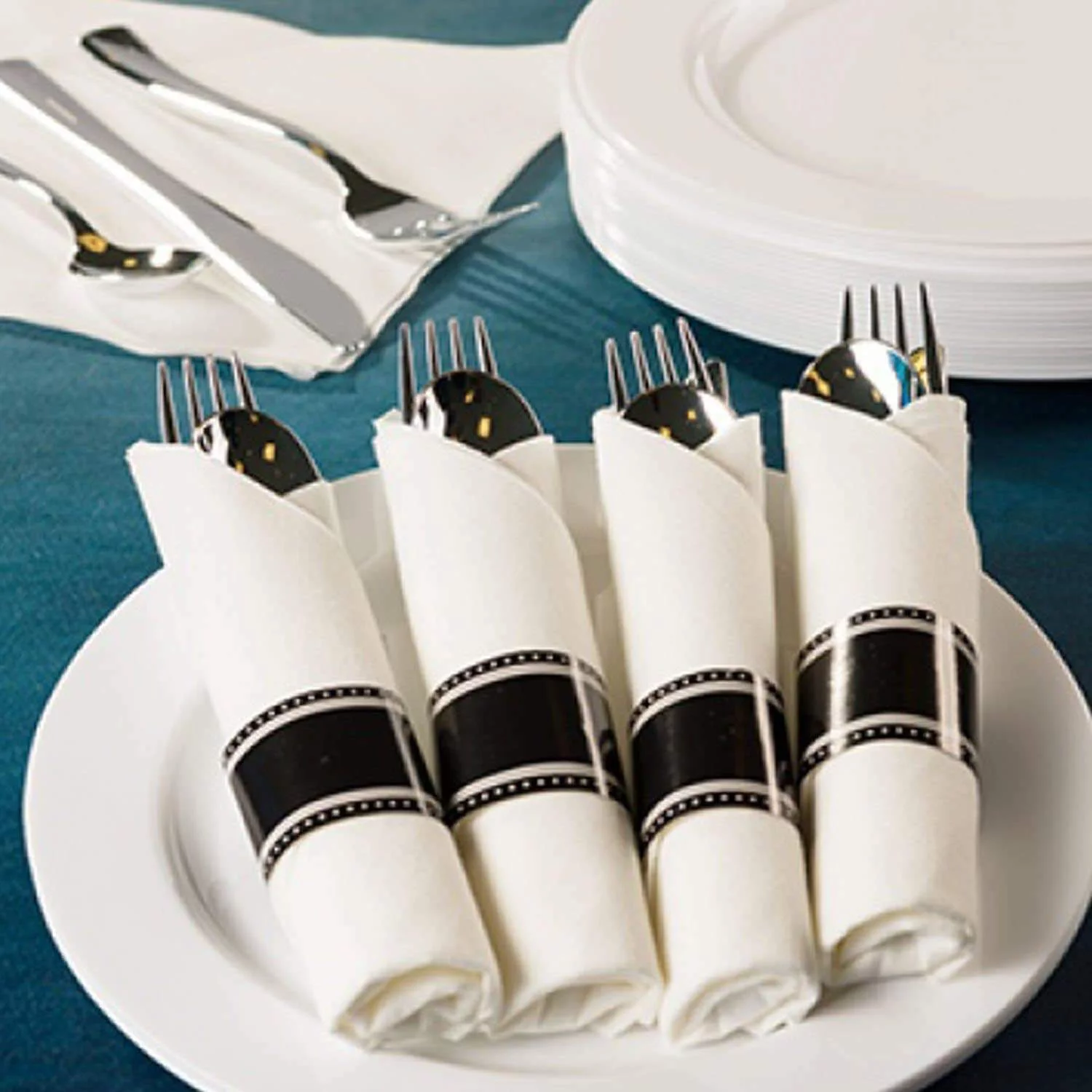 Lillian Pack of 10 Sets Pre-Rolled Cutlery And Napkin Set (Qty 3)