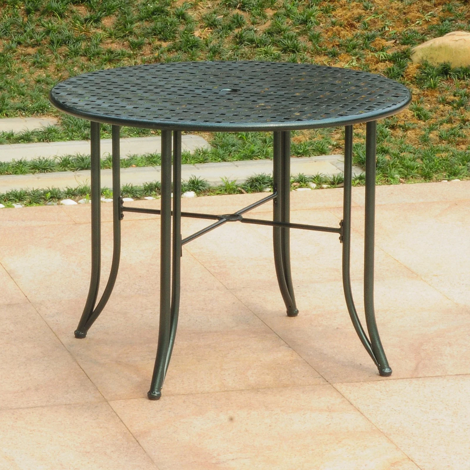 International Caravan Mandalay 7-Piece Iron Rectangular Dining Set Antique Black