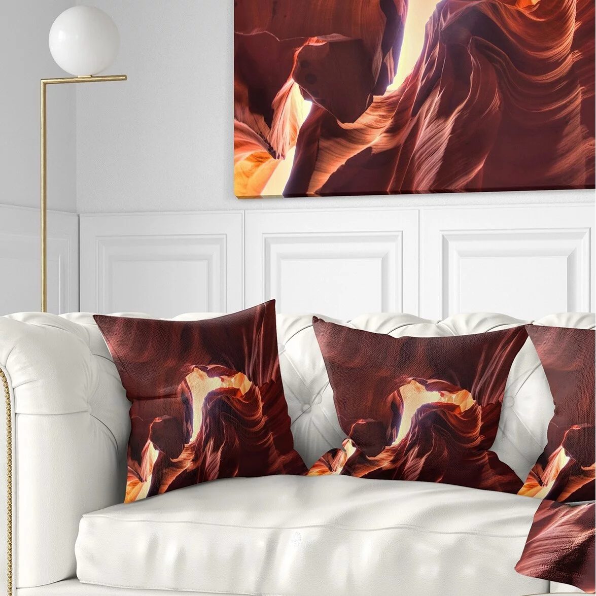DESIGN ART Designart 'Stone Structures In Lower Antelope Canyon' Photography Throw Pillow 16 in. x 16 in. Small