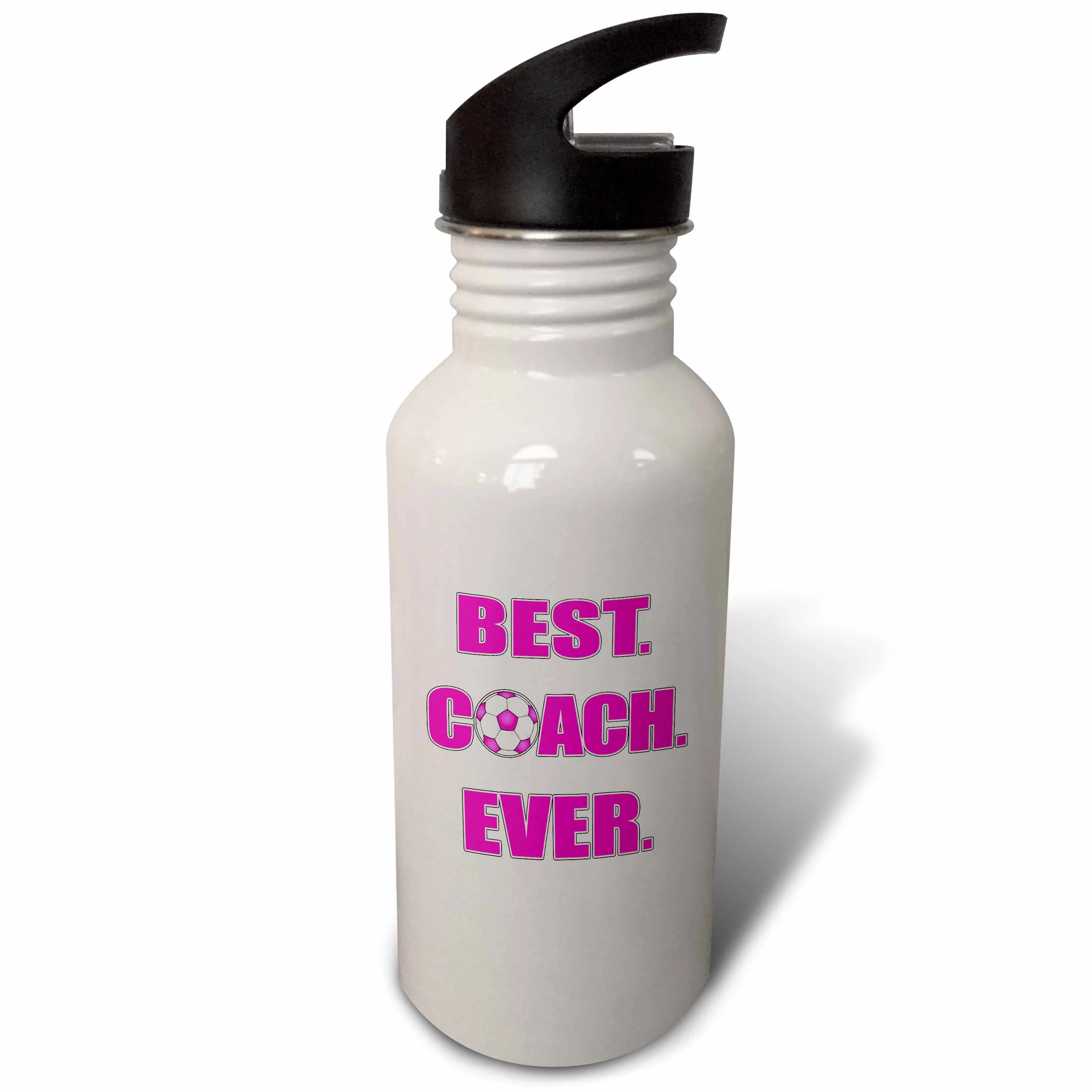 Best Coach Ever - Pink and White 21 oz Sports Water Bottle wb-181862-1