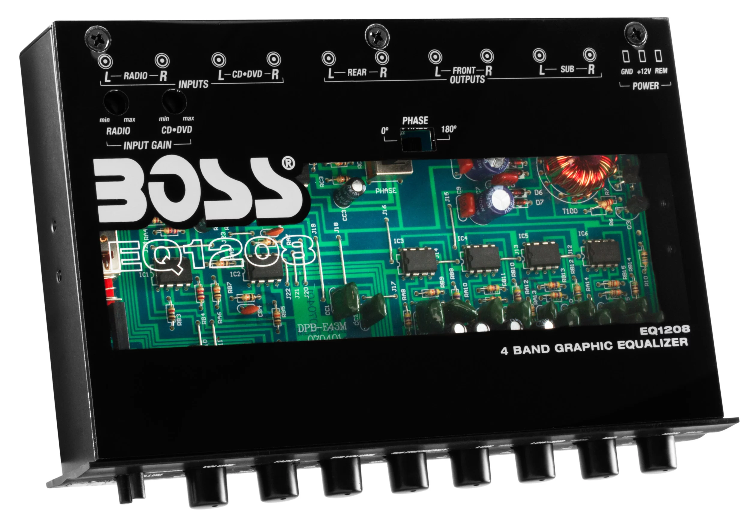 NEW BOSS EQ1208 4-Band Preamp Car Audio Equalizer w/ Subwoofer Sub Output EQ Out