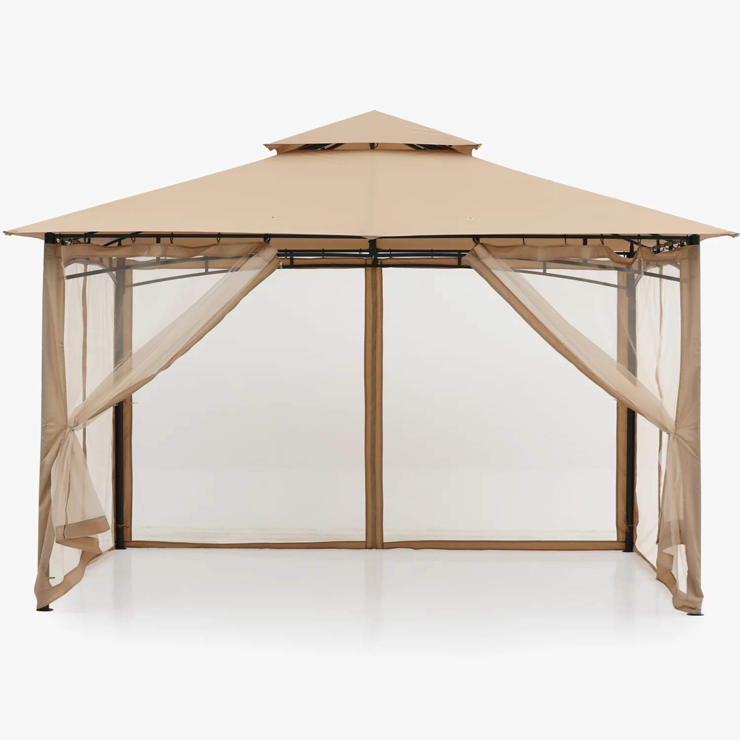 ABCCANOPY Sturdy Patio Gazebo 10 Ft x 12 Ft with Mosquito Netting,Khaki
