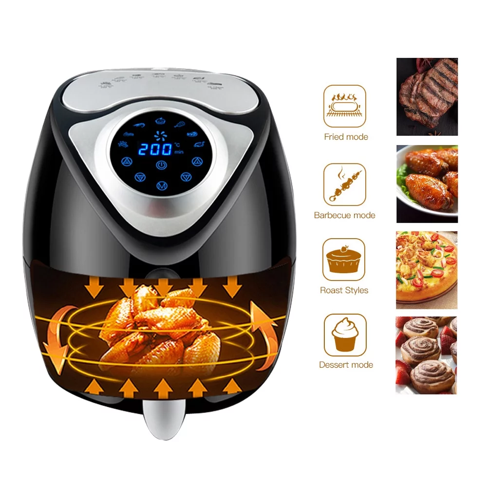 BIGTREE Family Size Air Fryer Touchscreen Oil Free Oven Basket 3 Quart Cooker UL Certified, Black