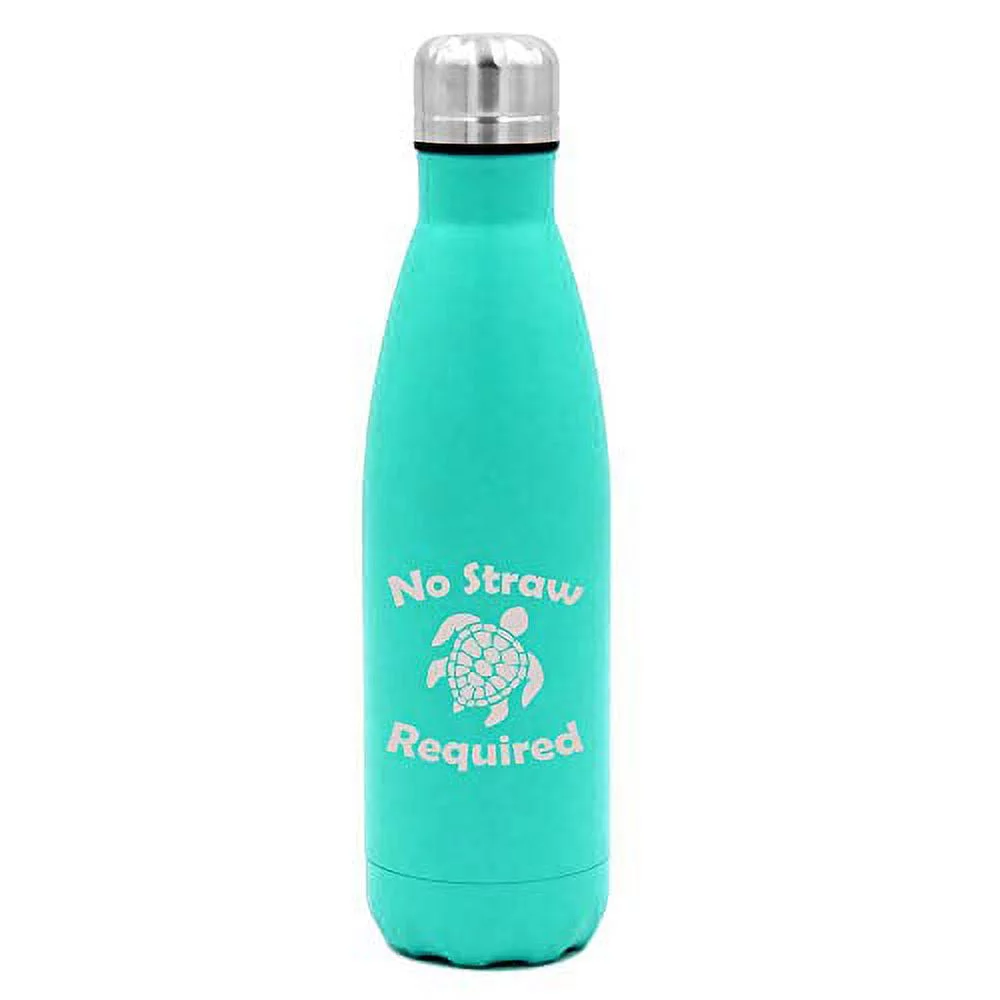 MIP Brand 17 oz. Double Wall Vacuum Insulated Stainless Steel Water Bottle Travel Mug Cup No Straw Required Save The Turtles (Light Blue)