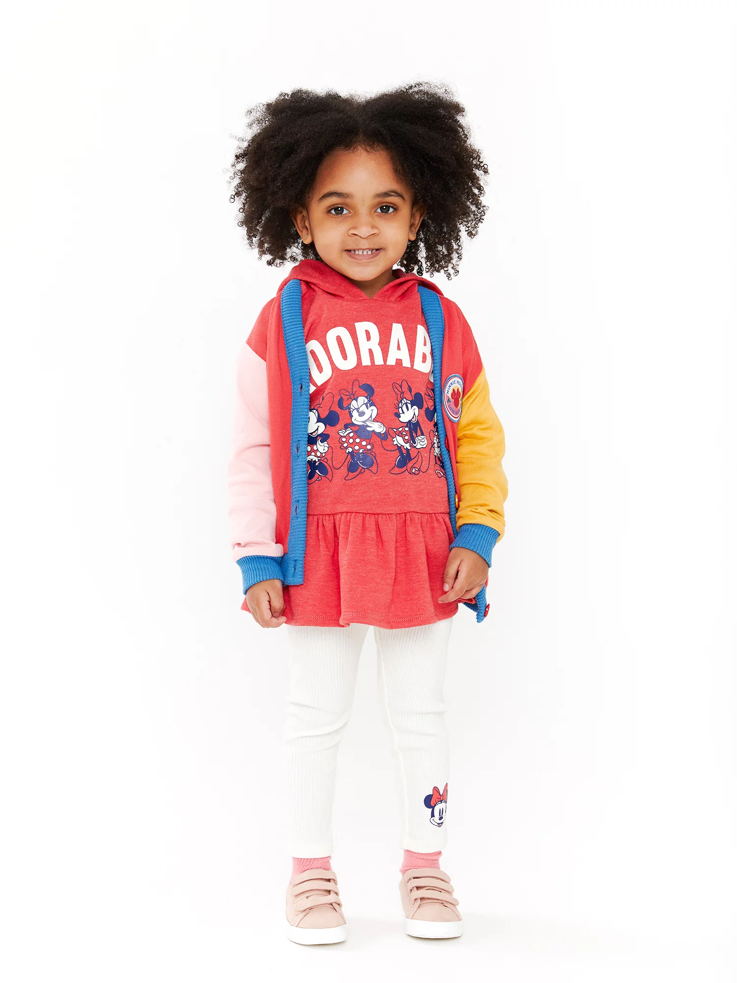 Disney Minnie Mouse and Mickey Mouse Baby and Toddler Girls Hoodie Peplum Sweatshirt and Leggings, 2-Piece Outfit Set, 12 Months-5T