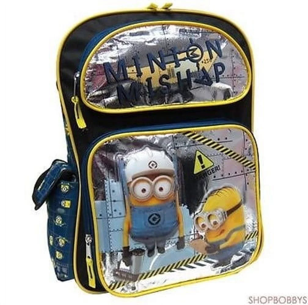Despicable Me 3d Minion With Metallic Foil Front Pockets Kids Backpack, 16 Inch