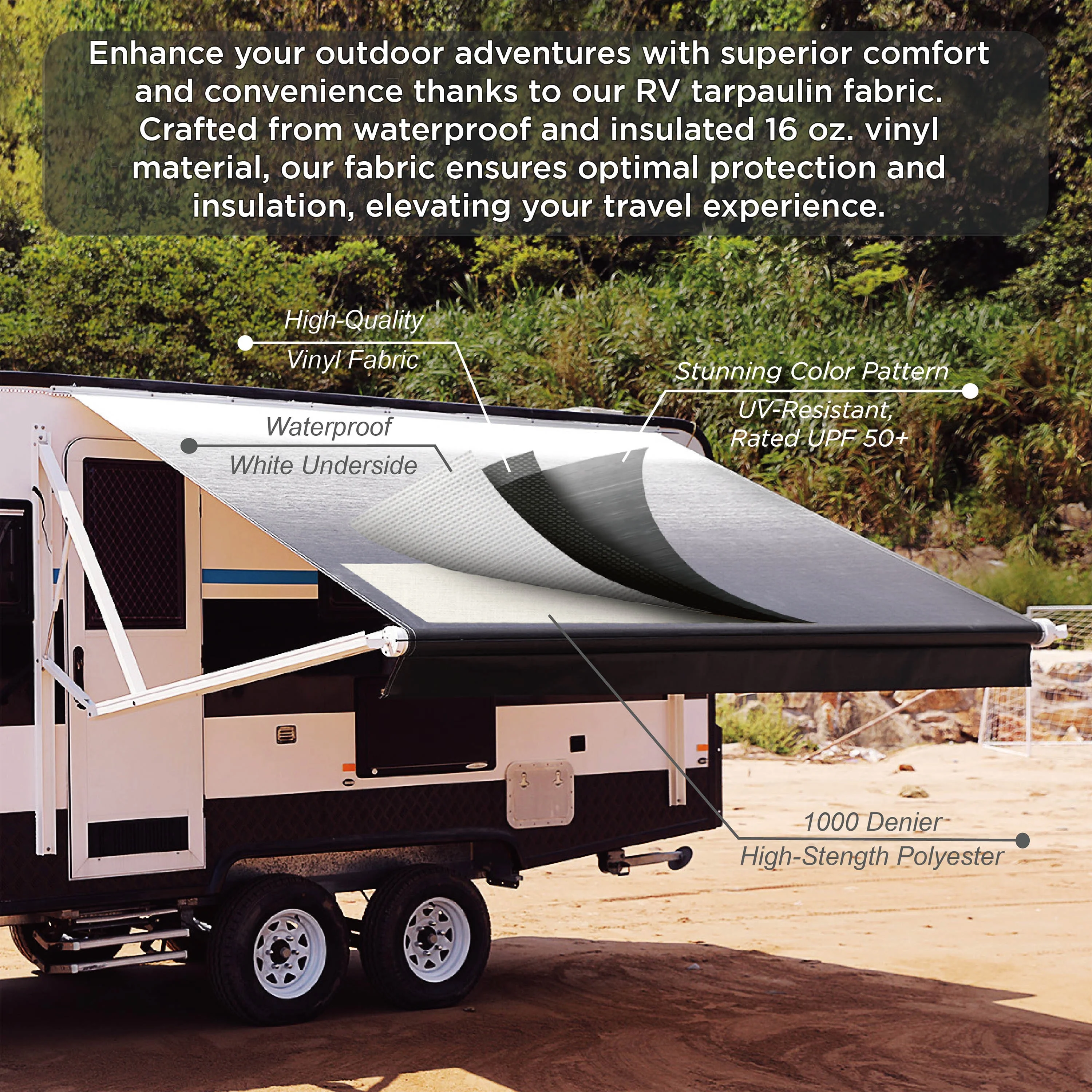 ALEKO Motorized Retractable RV Awning 10X8 ft Camping Vinyl Canopy Grey