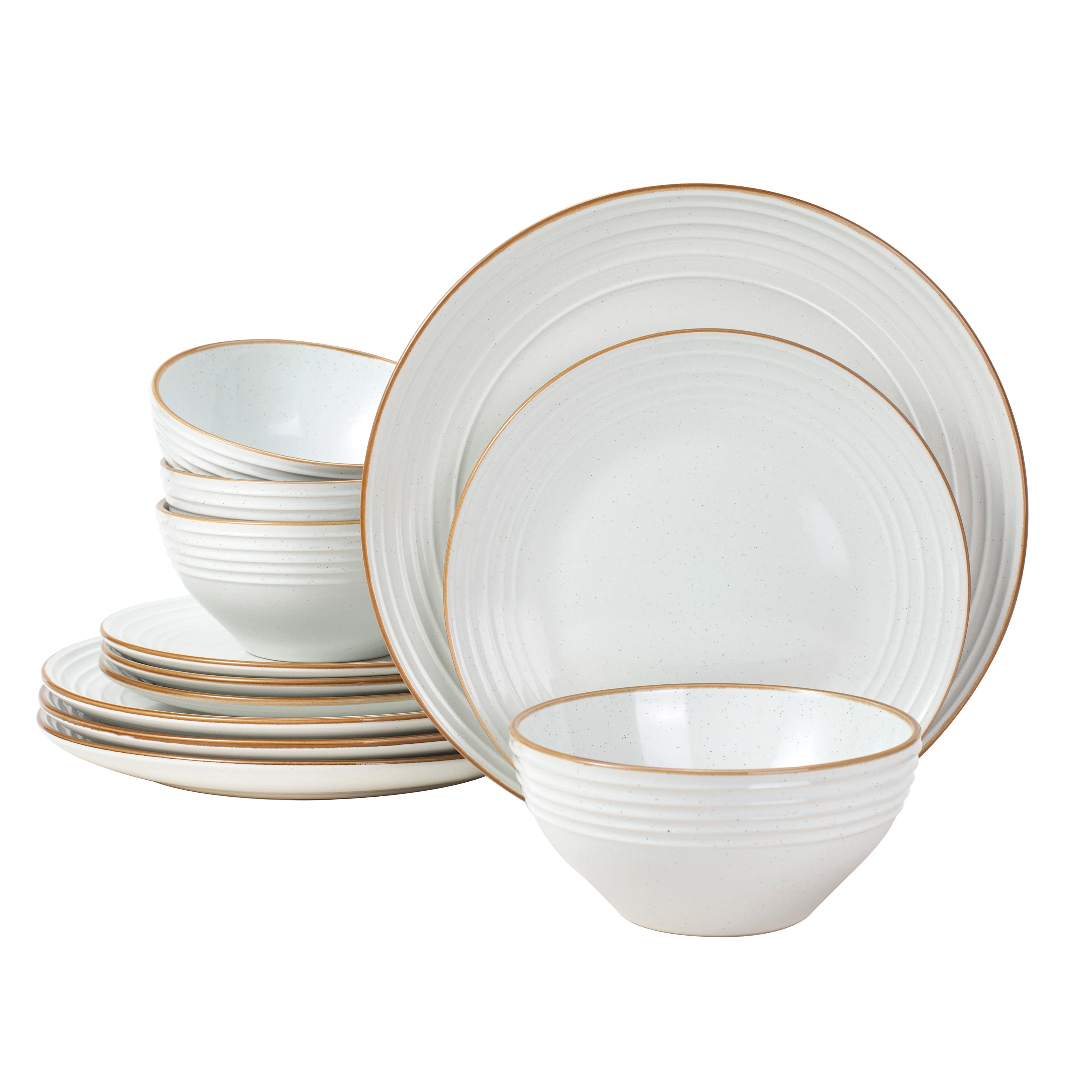 Famiware Jupiter Stoneware Dinnerware Set, 12 Piece Dish Set, White
