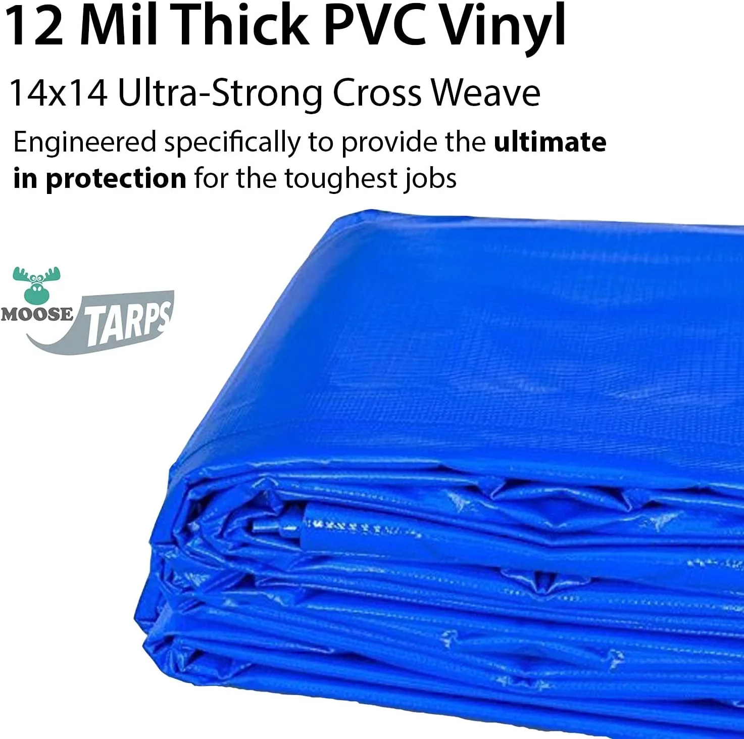 Heavy Duty Tarp, 100% Waterproof 12Mil Thick PVC Vinyl Tent Tarp For Camping, Multi-Purpose Thick ive Cover, Weather Proof, Heavy Duty, UV Resistant, 20 Feet X 30 Feet, Blue
