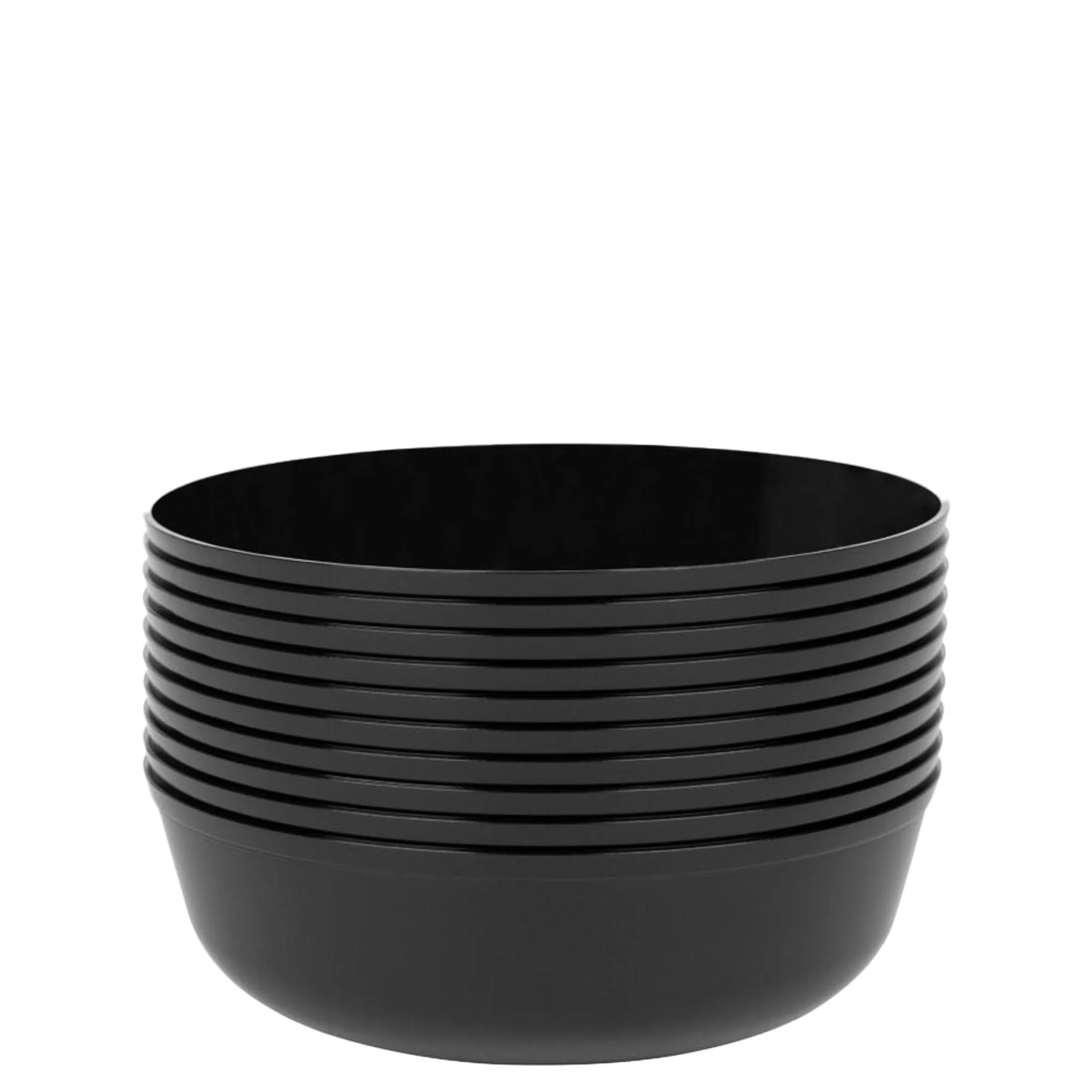 (100 PACK) EcoQuality 16 oz Round Black Plastic Bowls Edge Collection - Disposable China Like Party Bowls, Heavy Duty Salad Bowls, Serving Bowl, Dessert, Wedding, Serveware