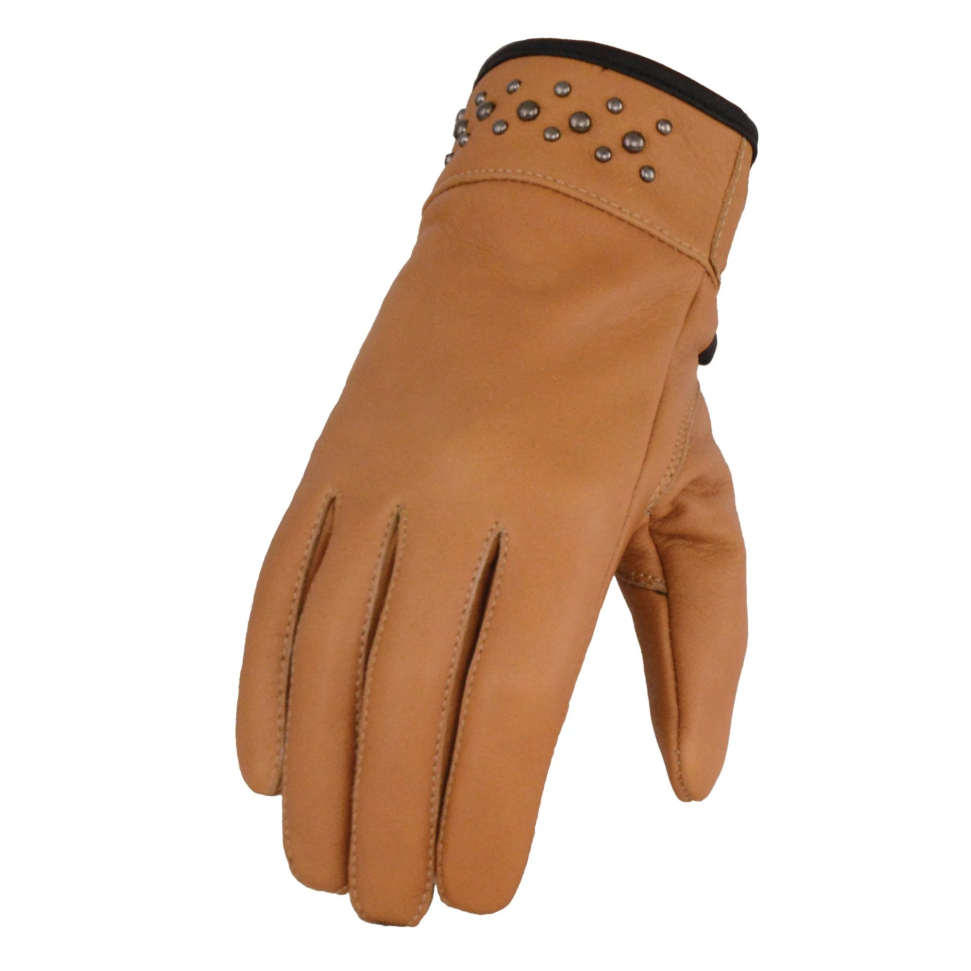 Milwaukee Leather MG7760 Women's Saddle Leather Gel Palm Lightweight Motorcycle Hand Gloves W/ Stylish ‘Wrist Detailing’ XX-Large