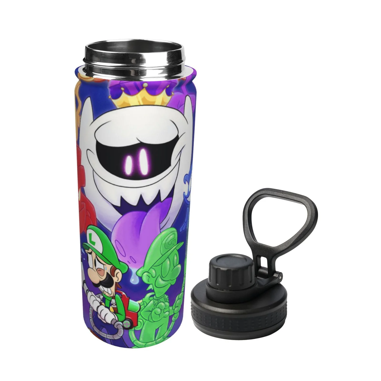 Luigi's Mansion Horror Unisex Sports Insulated Water Bottles Kettle Stainless Steel Portable Cup 18OZ For School Travel Gym Running