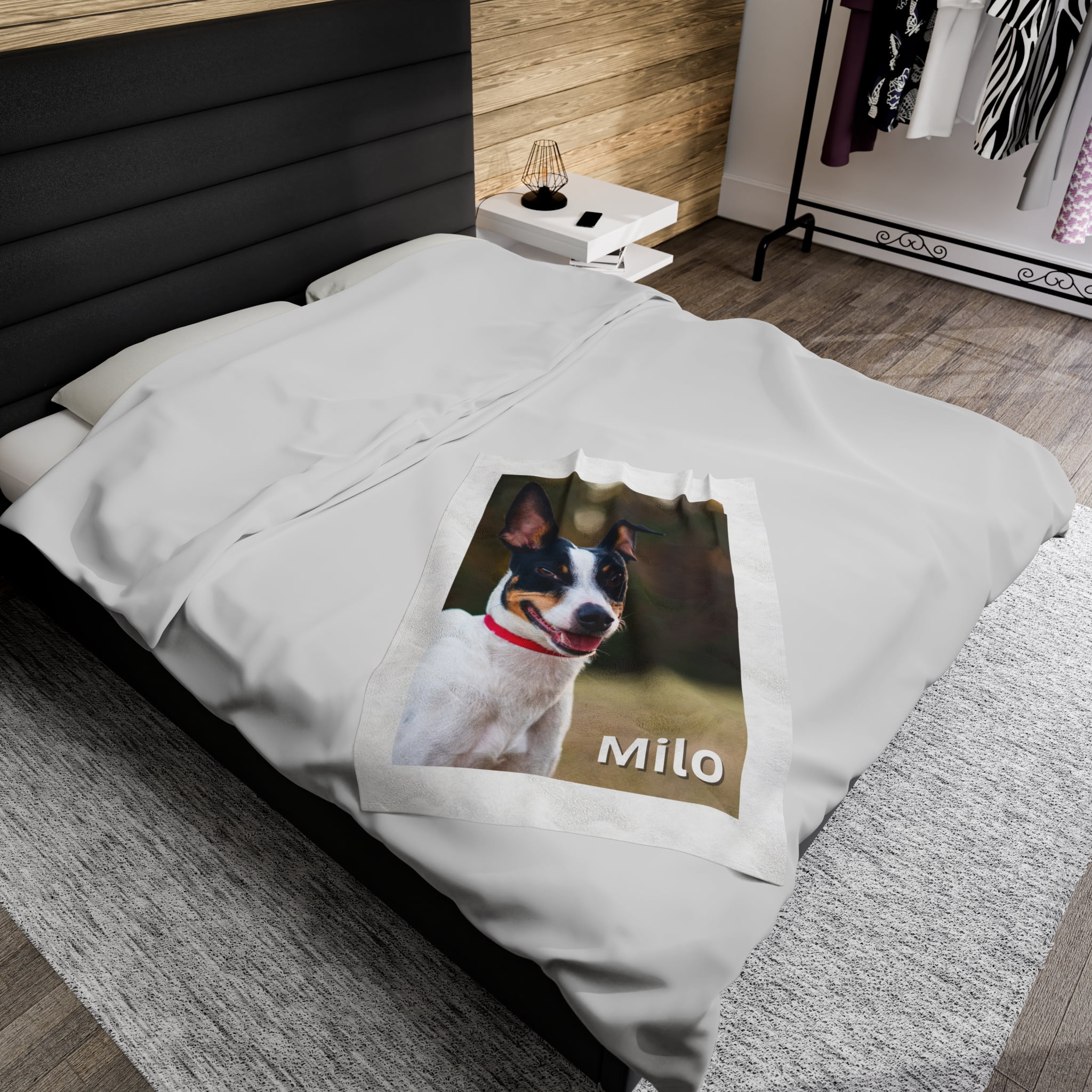 Rat Terrier Custom Photo Blanket Personalized Dog Gift 30x40 50x60 60x80