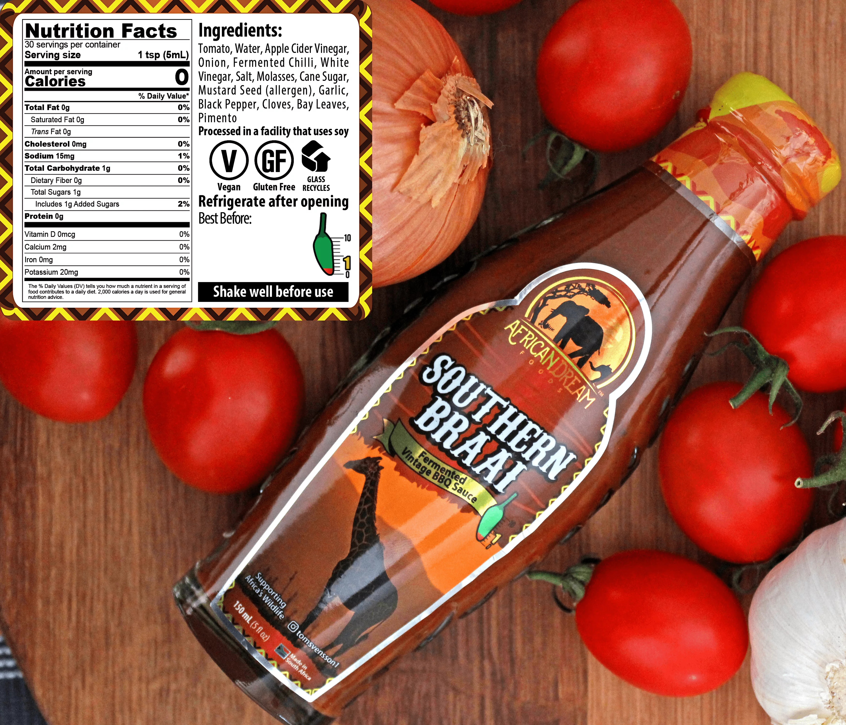 African Dream Foods Mildest Hot Sauce Gift Pack - Southern Braai - BBQ Sauce, Sweet Dream, Jalanasco - Fermented Jalapeno, Lemon & Garlic Peri-Peri | 5fl oz Bottles, 4PK