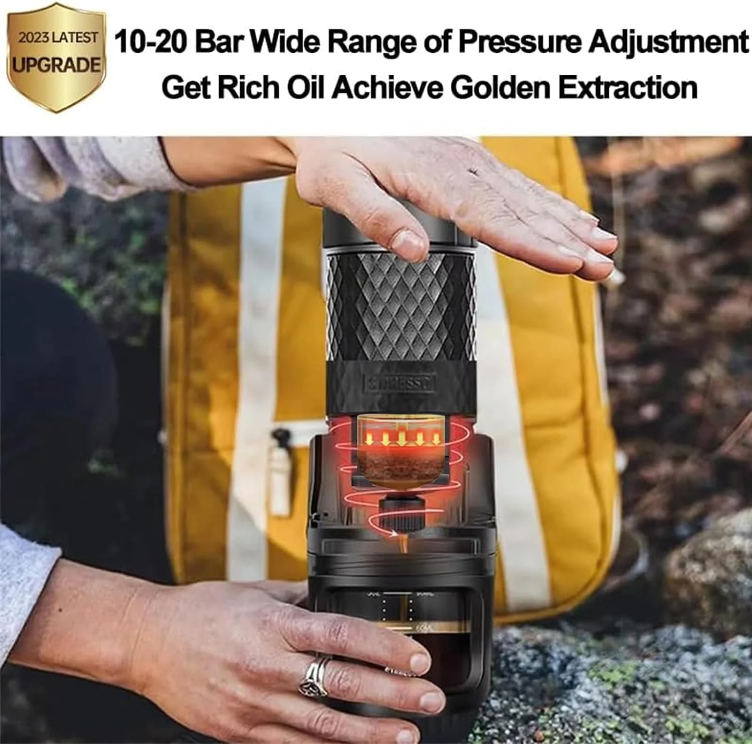 STARESSO Portable Espresso Machine - Manual Espresso for Rich & Thick Crema Mini Espresso Maker Compatible with Nespresso Pods & Ground Coffee Small Hand Espresso Maker for Travel Camping Offi