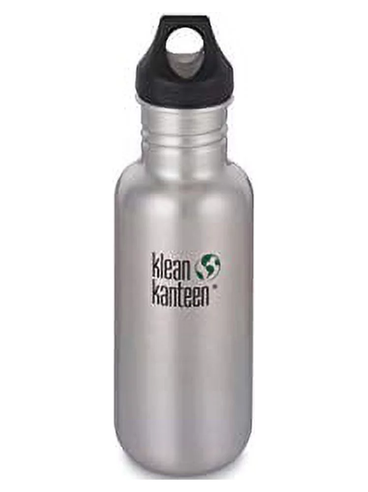 Klean Kanteen Classic Stainless Steel Water Bottle Single Wall and Leak Proof Loop Cap, Brushed Stainless, 18oz