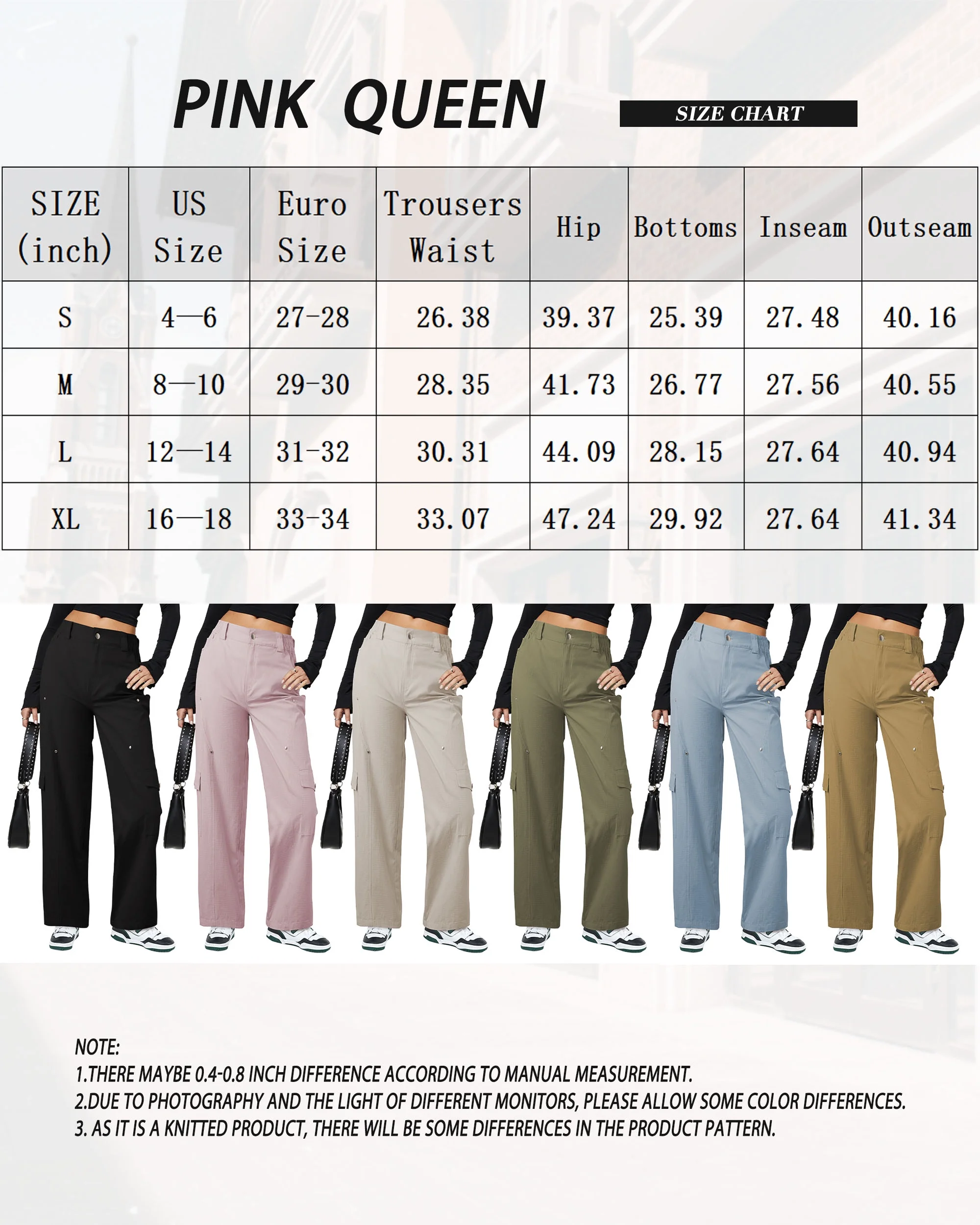 Pink Queen Women Cargo Pants Adustable Elastic High Waist Baggy Stretchy Wide Leg Y2k Combat Pants Trousers